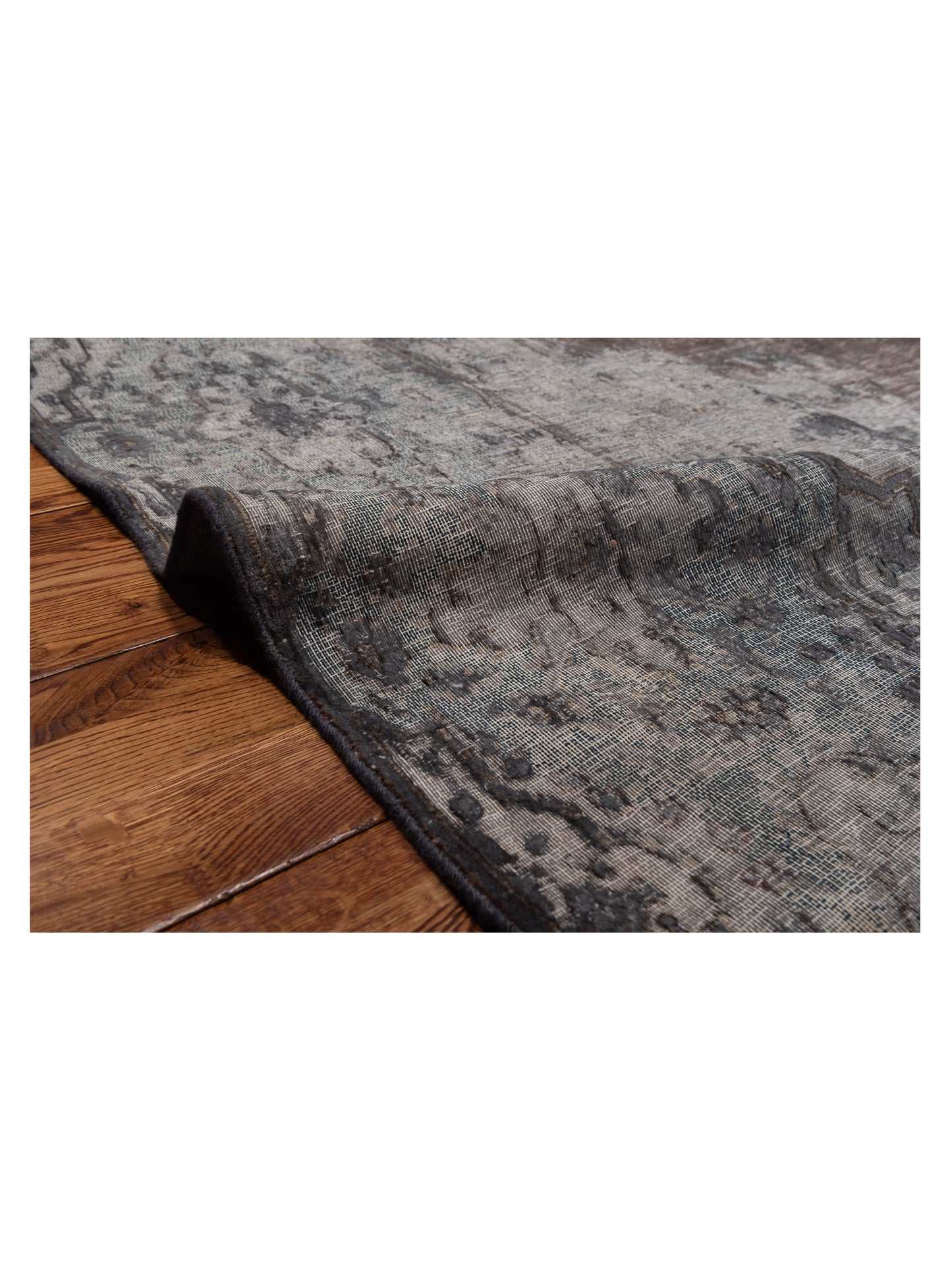 Vintage 130367 Dark Gray Gray 9.7x12.6 Hand Knotted Rug