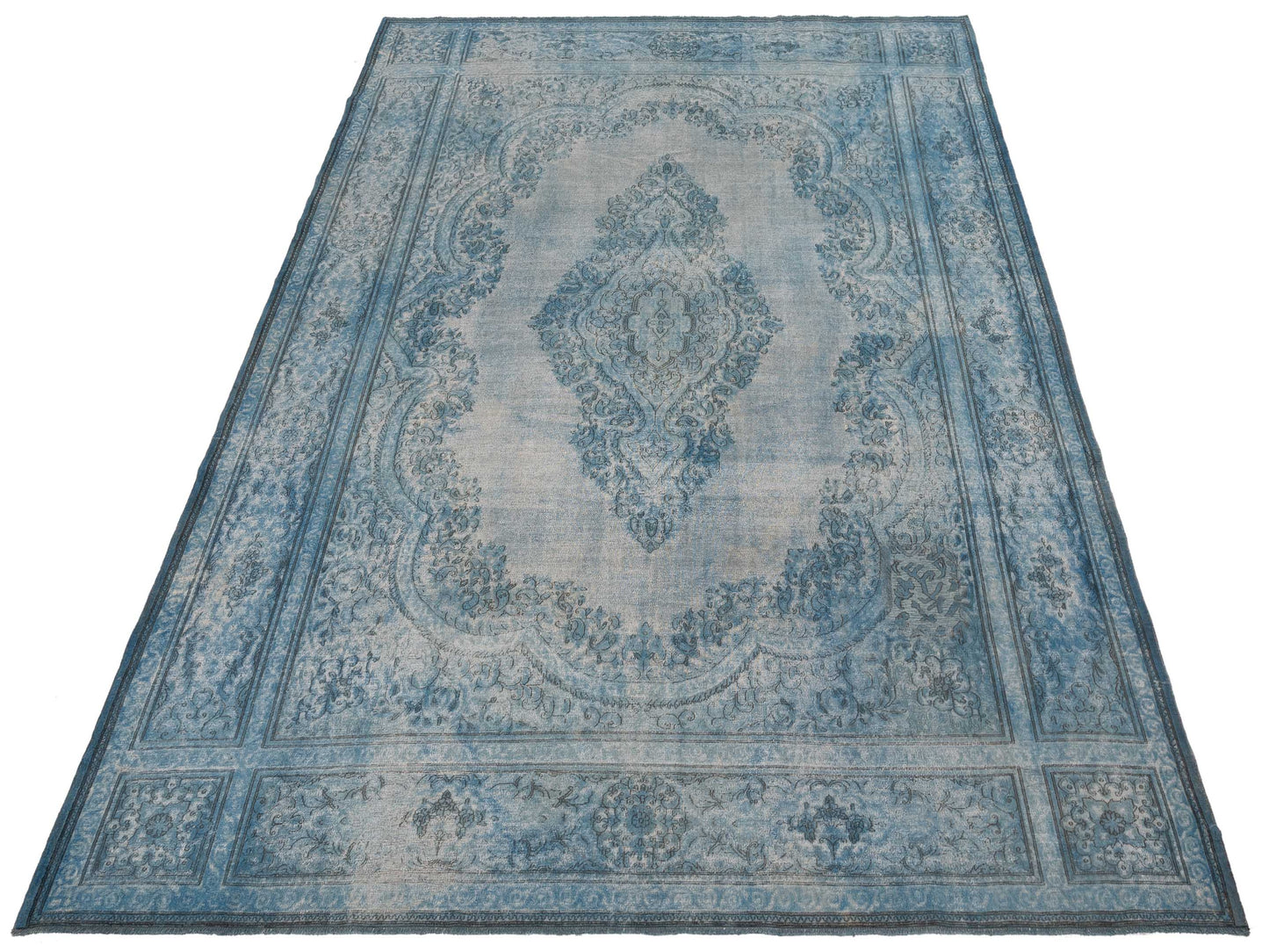 Vintage 130370 Blue Blue 9.9x13.9 Hand Knotted Rug
