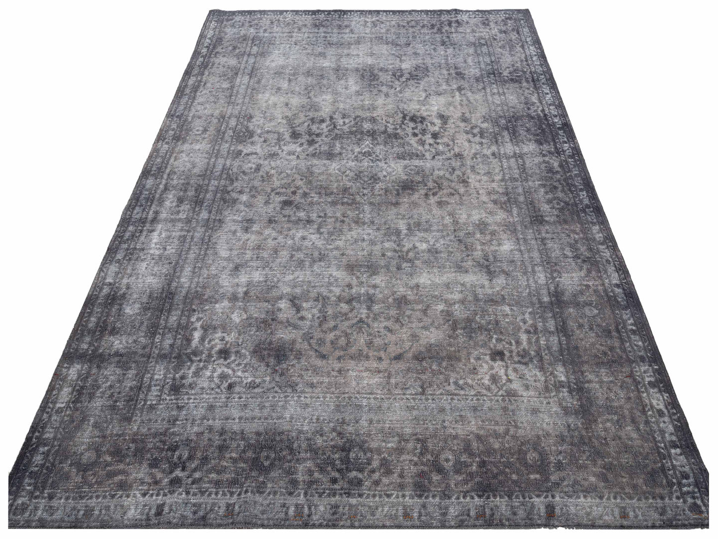 Vintage 130371 Gray 9.1x12.9 Hand Knotted Rug