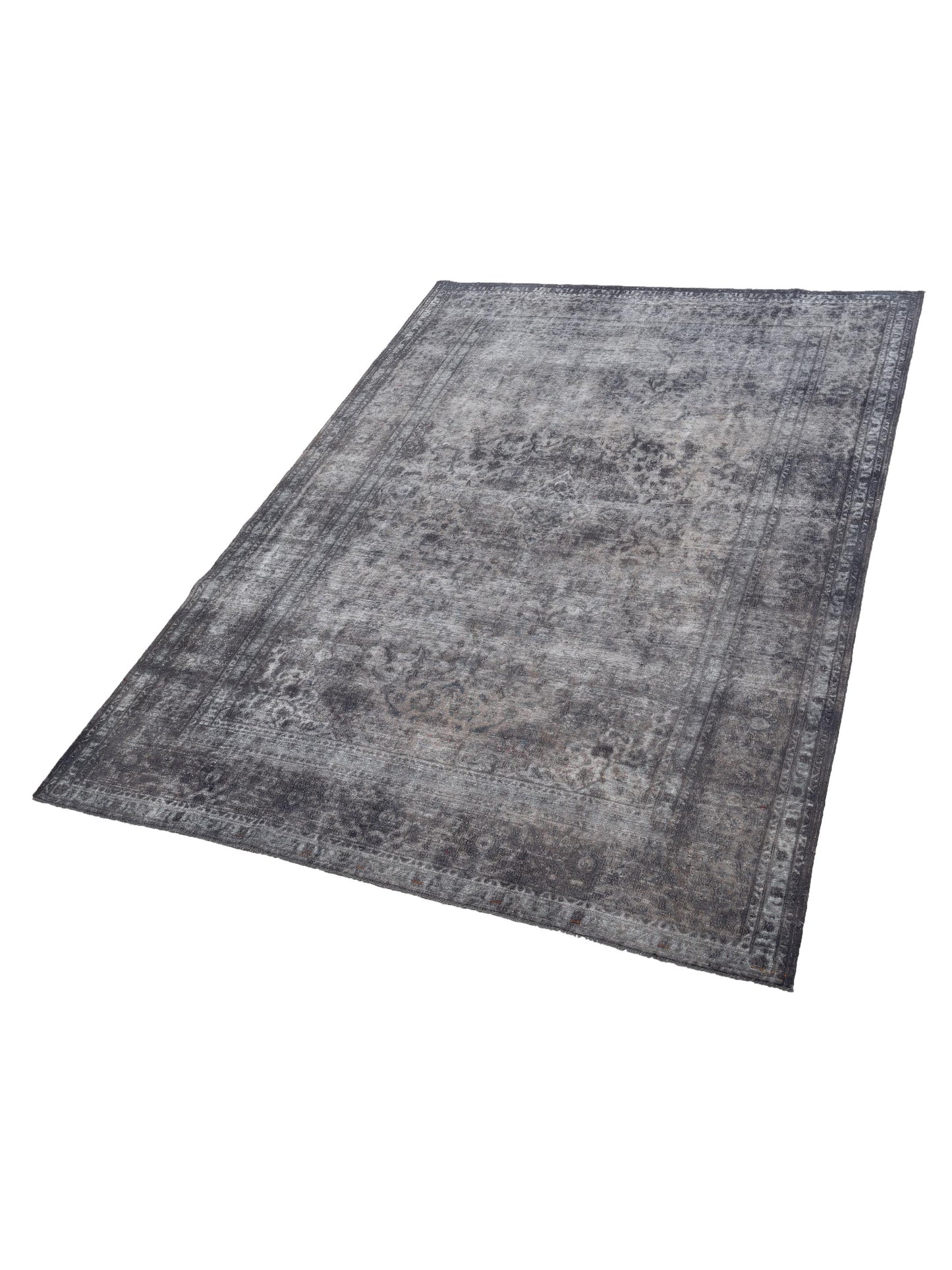 Vintage 130371 Gray 9.1x12.9 Hand Knotted Rug
