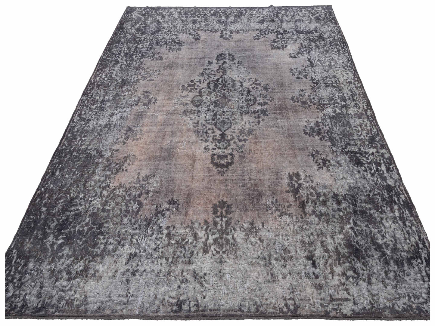 Vintage 130374 Dark Gray 9.11x13.1 Hand Knotted Rug