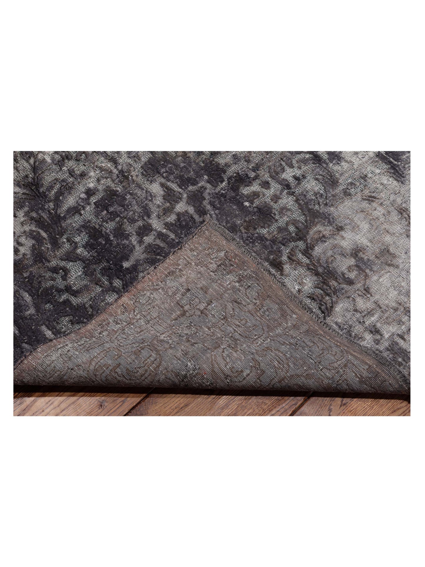 Vintage 130374 Dark Gray 9.11x13.1 Hand Knotted Rug