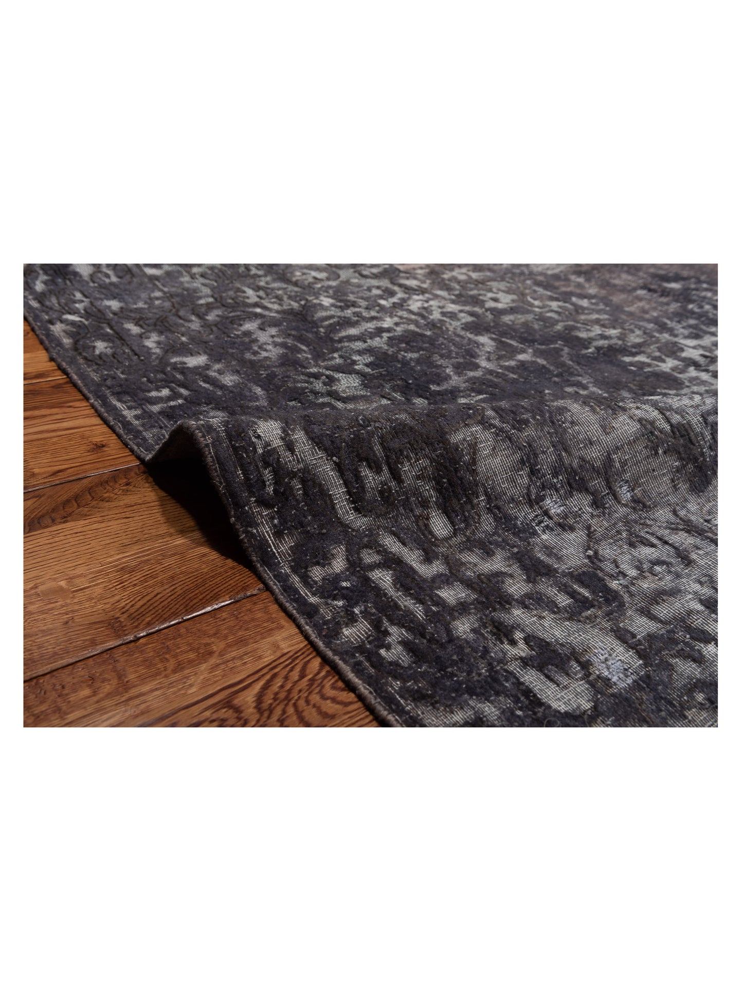 Vintage 130374 Dark Gray 9.11x13.1 Hand Knotted Rug