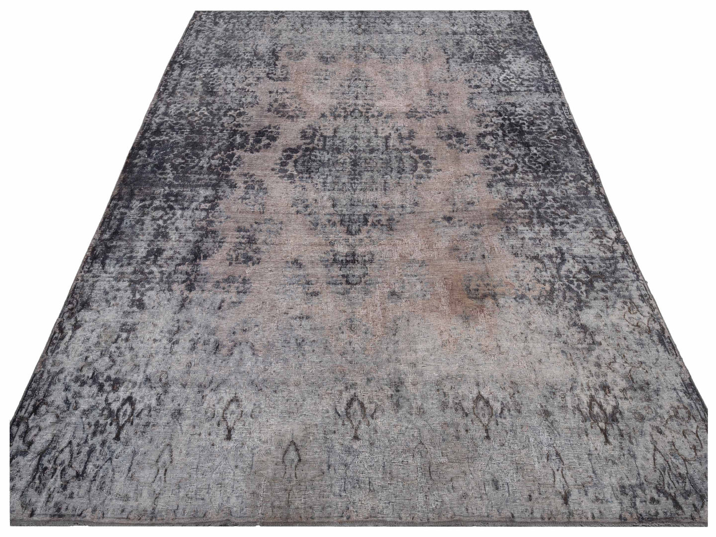 Vintage 130376 Gray 9.6x12.8 Hand Knotted Rug