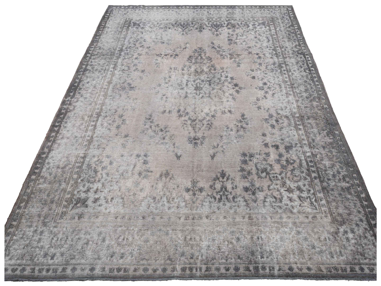 Vintage 130378 Light Gray 9.10x12.10 Hand Knotted Rug