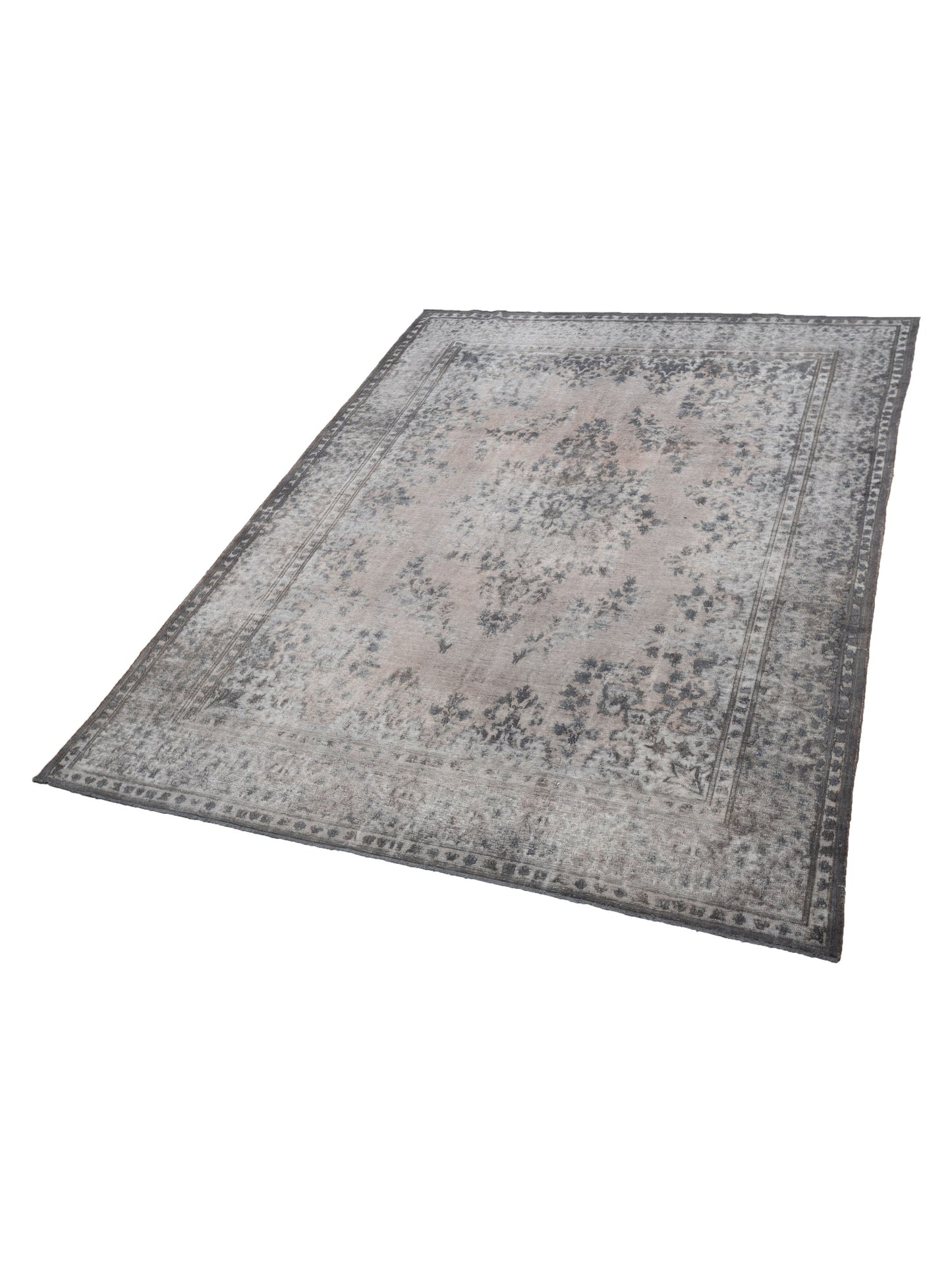 Vintage 130378 Light Gray 9.10x12.10 Hand Knotted Rug