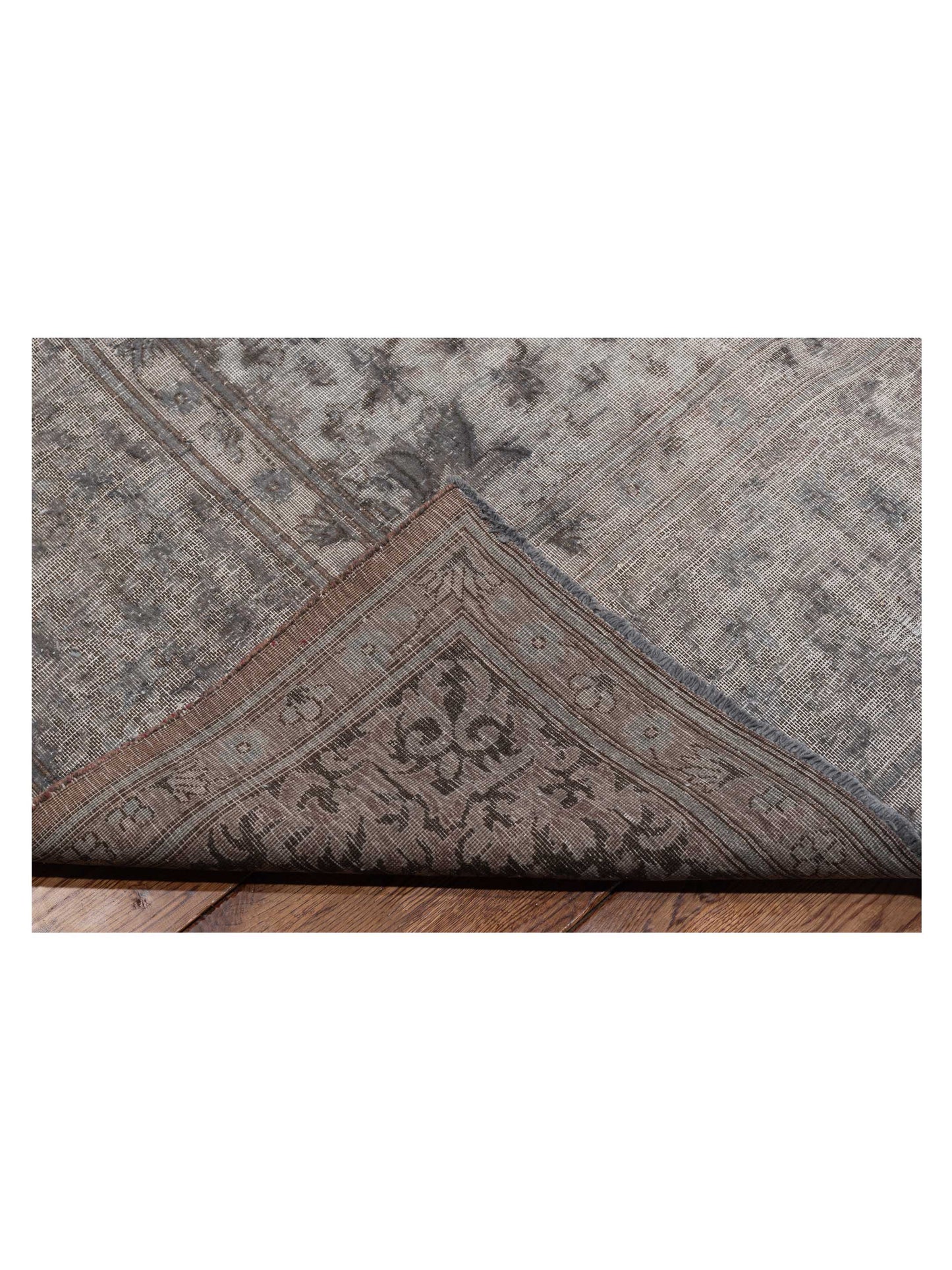 Vintage 130378 Light Gray 9.10x12.10 Hand Knotted Rug