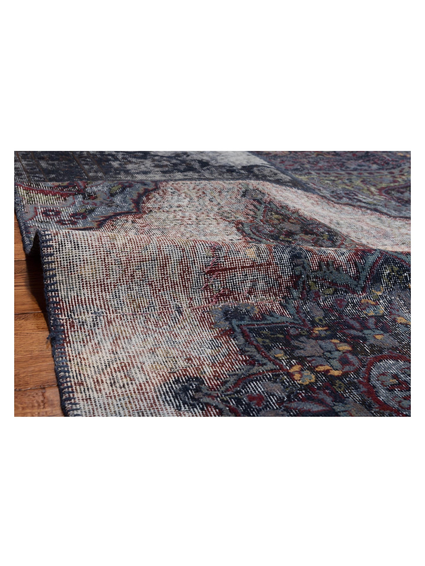 Turkish Vestige Patchwork 130943 Gray 8.1x9.1 Hand Knotted Rug