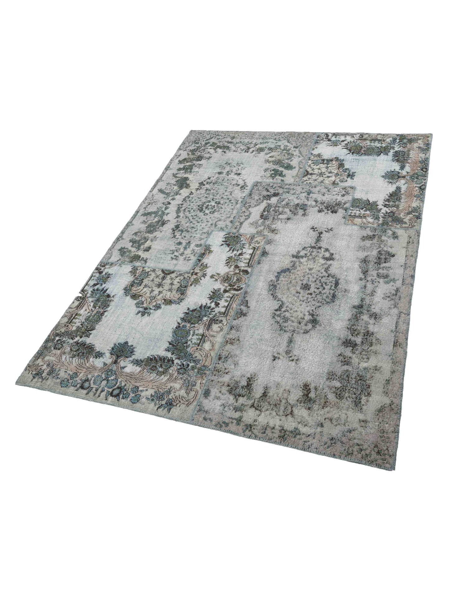 Turkish Vestige Patchwork 130954 Blue 9x12 Hand Knotted Rug