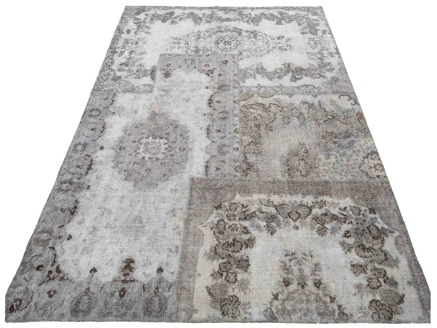 Turkish Vestige Patchwork 130956 Gray 9x12 Hand Knotted Rug