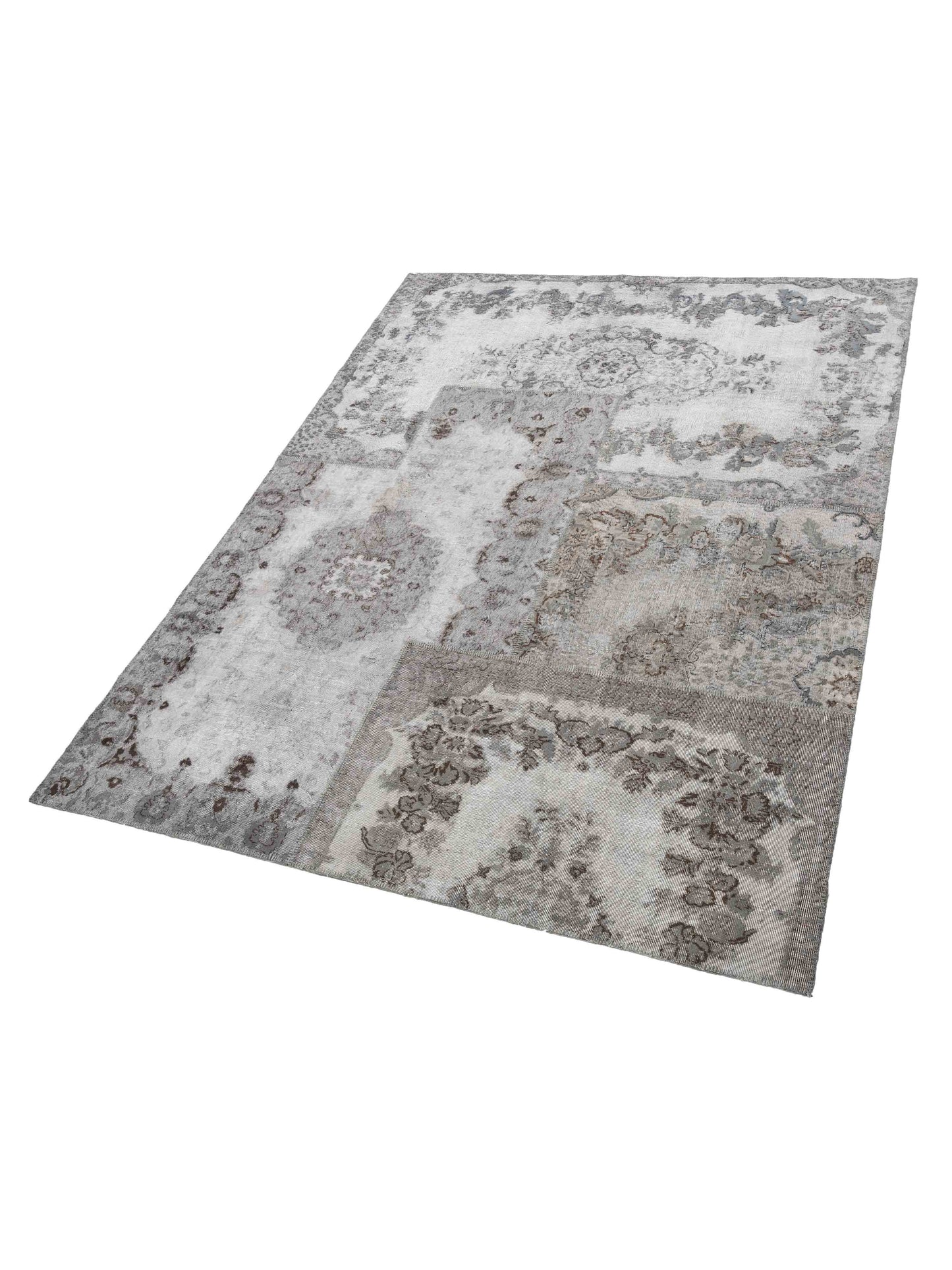 Turkish Vestige Patchwork 130956 Gray 9x12 Hand Knotted Rug
