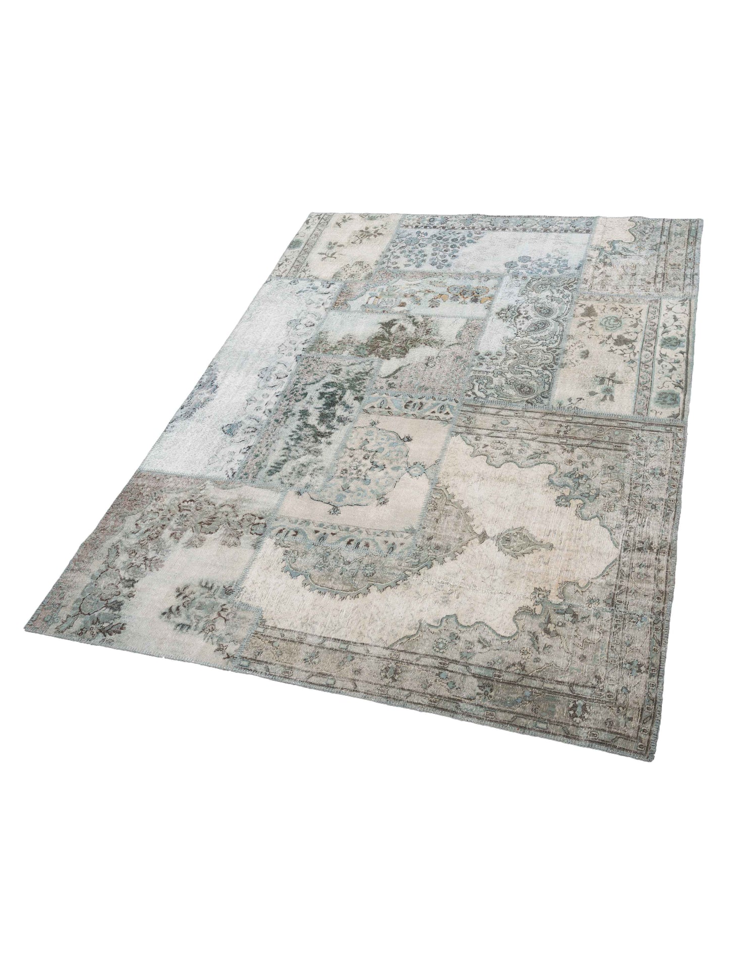 Turkish Vestige Patchwork 130958 Light Blue 9x12 Hand Knotted Rug