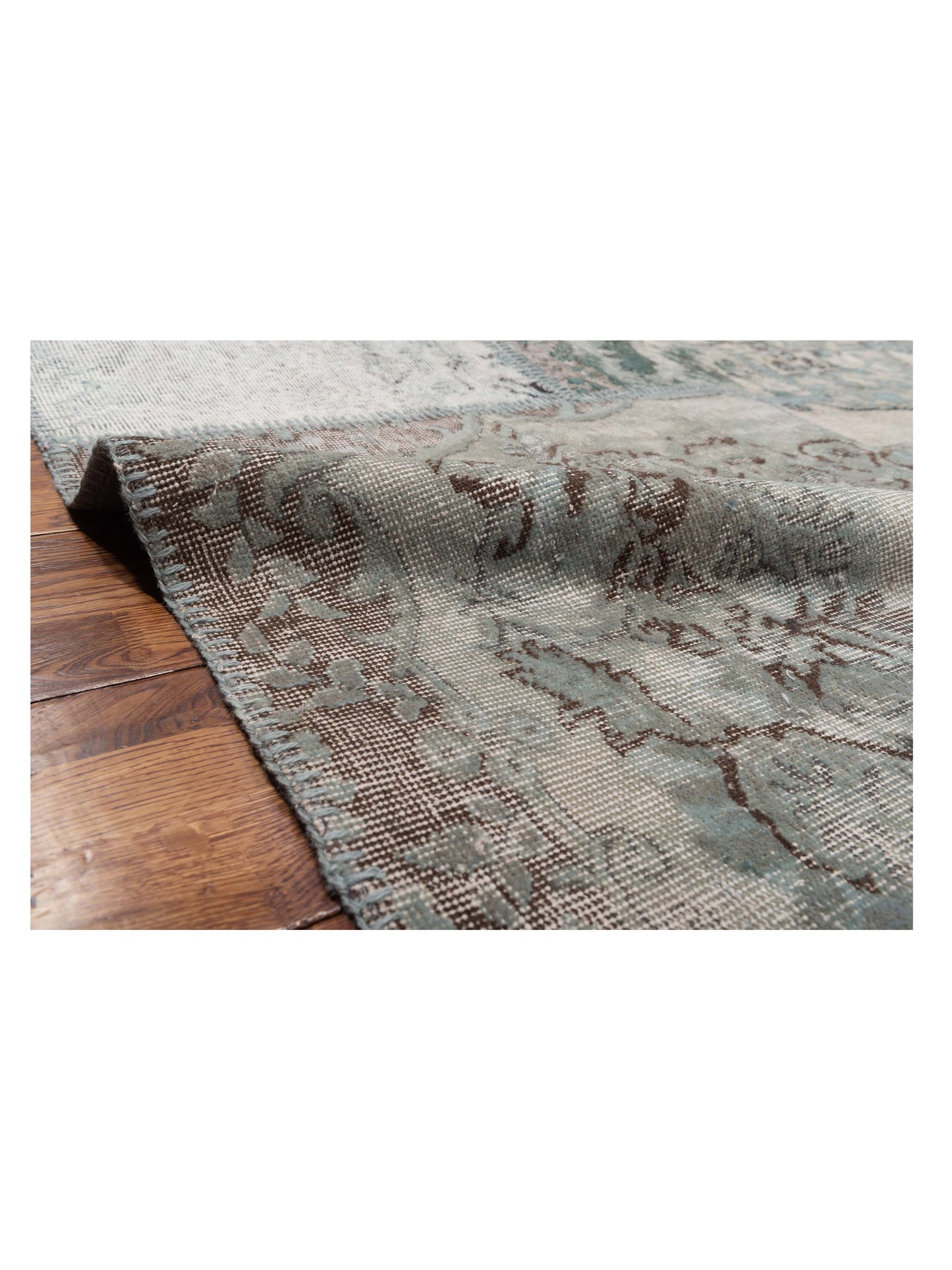 Turkish Vestige Patchwork 130958 Light Blue 9x12 Hand Knotted Rug