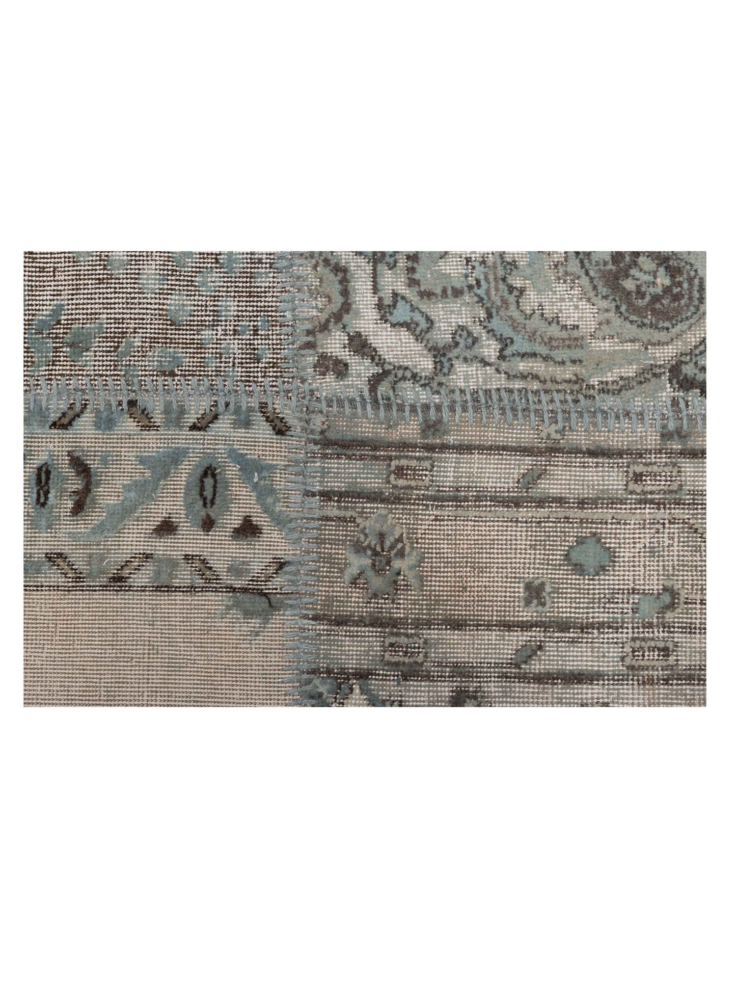 Turkish Vestige Patchwork 130958 Light Blue 9x12 Hand Knotted Rug