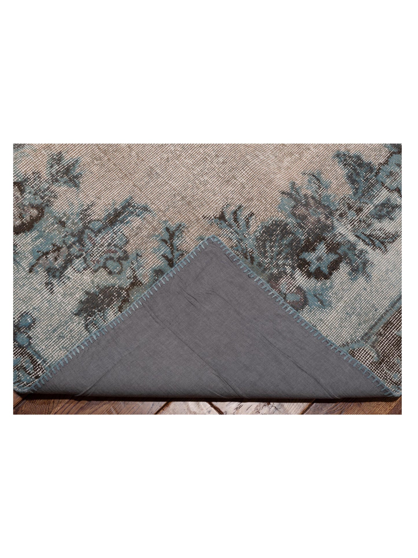 Turkish Vestige Patchwork 130959 Silver Blue 11.6x15.6 Hand Knotted Rug