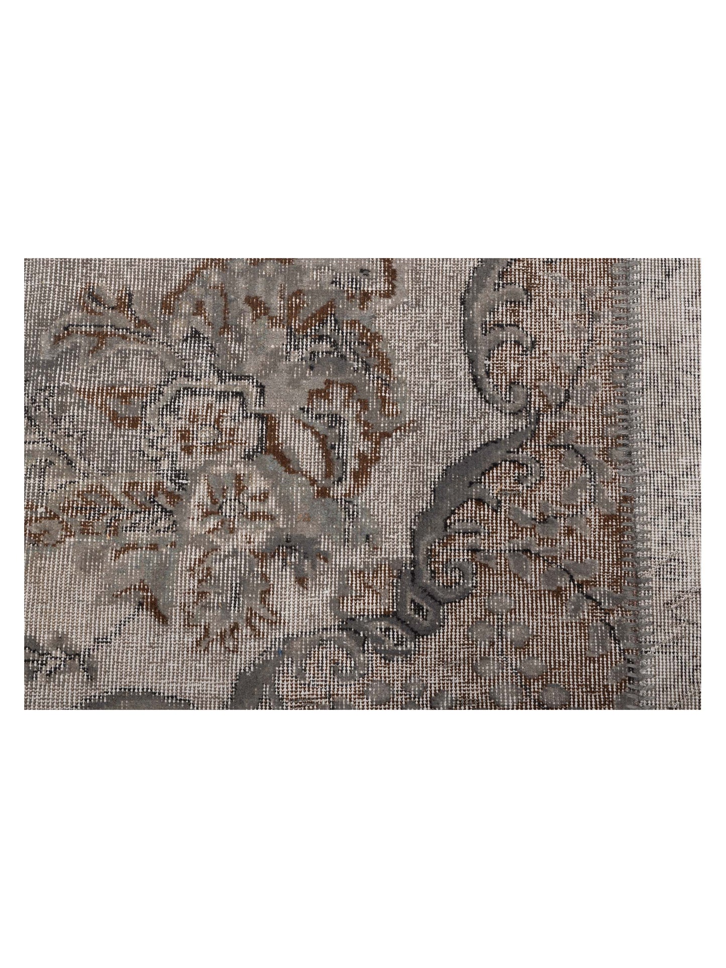 Turkish Vestige Patchwork 130963 Gray 11.6x15.5 Hand Knotted Rug