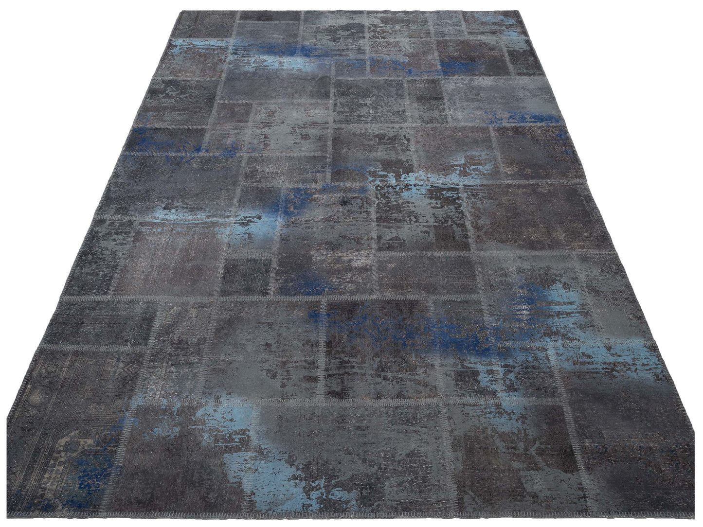Turkish Vestige Patchwork 130964 Dark Gray 9x12 Hand Knotted Rug