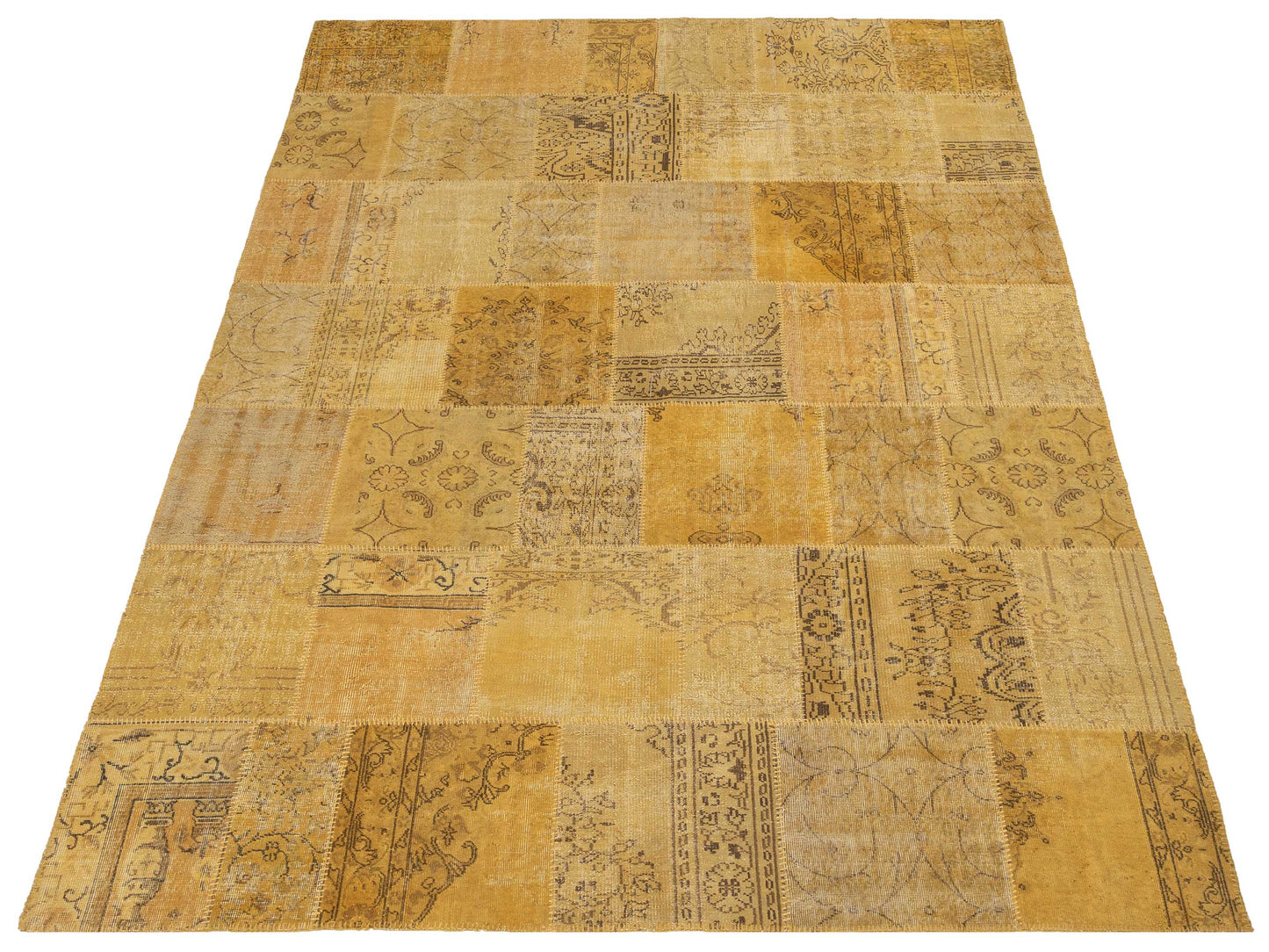 Turkish Vestige Patchwork 130966 Yellow 9x12 Hand Knotted Rug