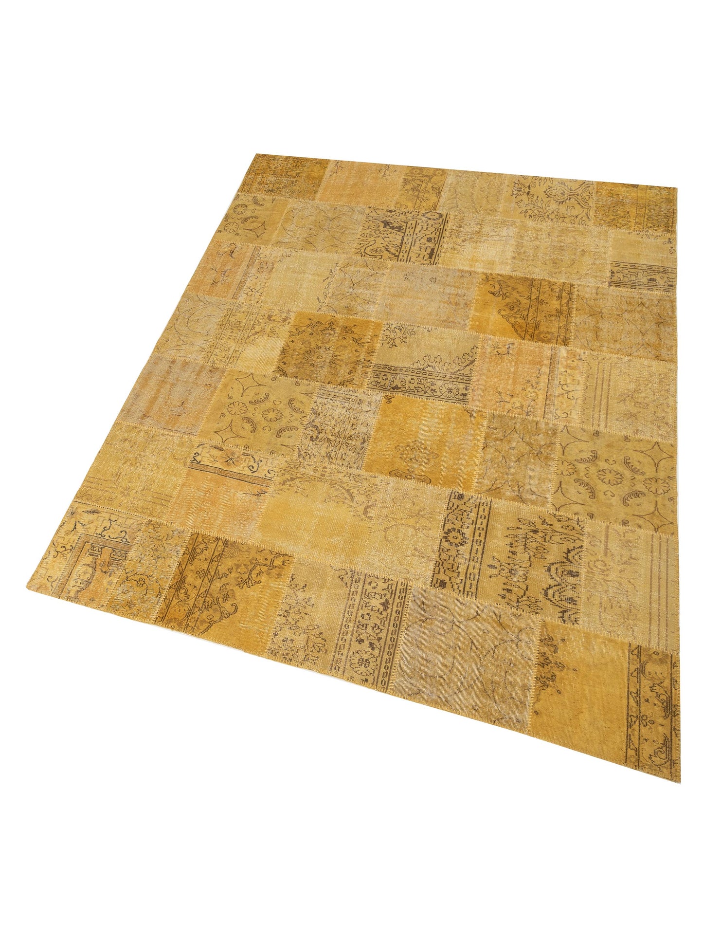 Turkish Vestige Patchwork 130966 Yellow 9x12 Hand Knotted Rug