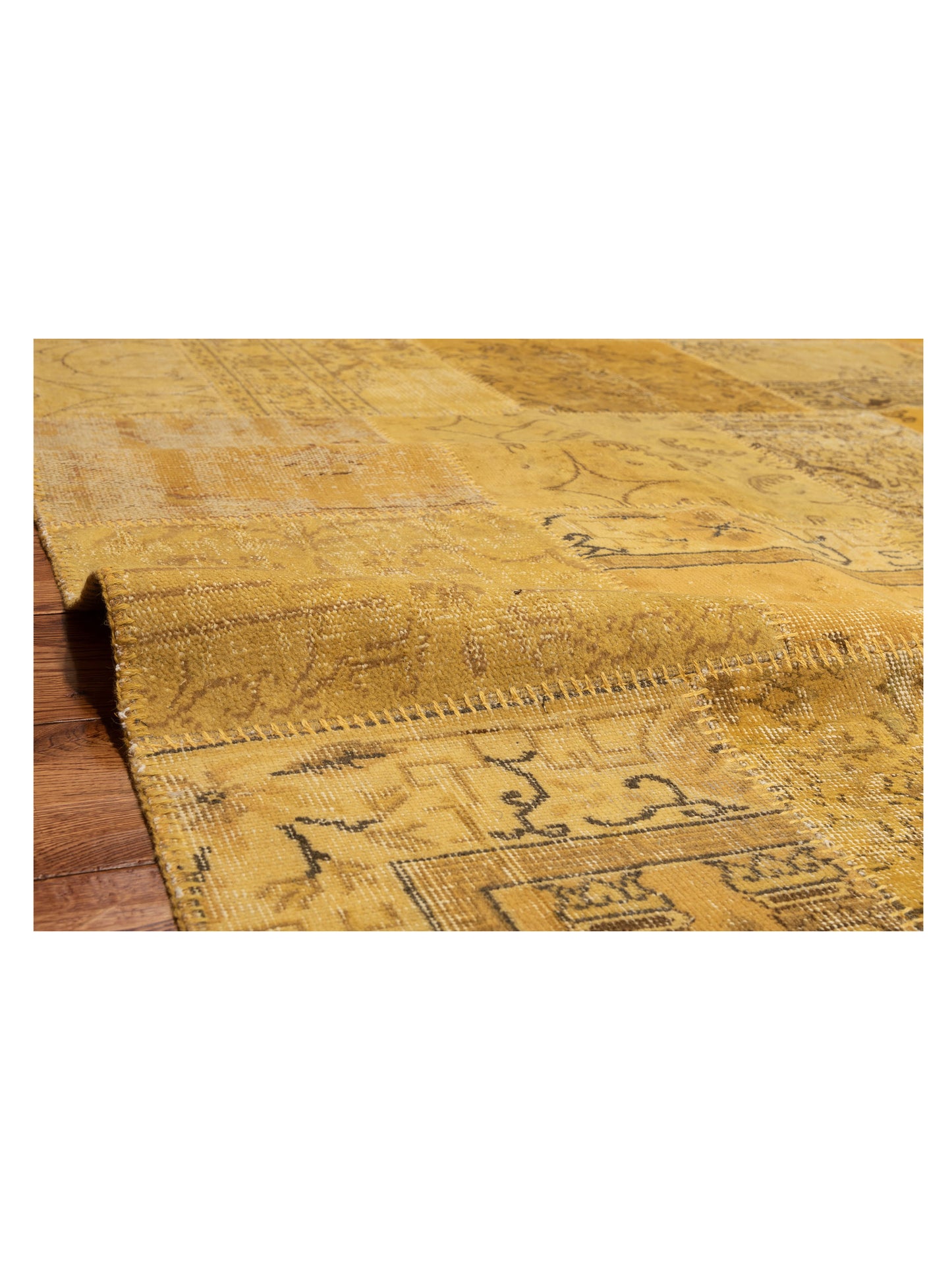 Turkish Vestige Patchwork 130966 Yellow 9x12 Hand Knotted Rug