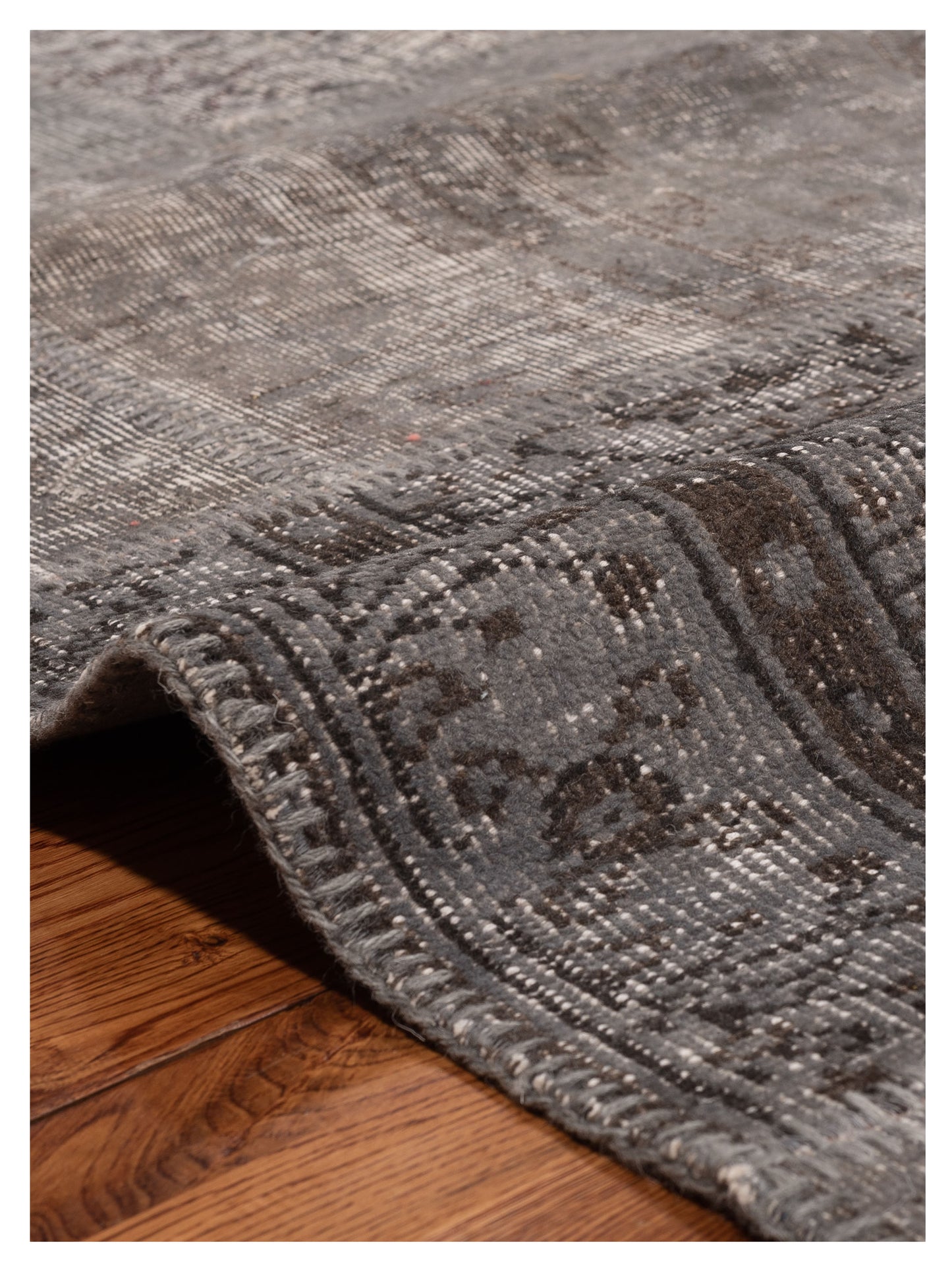 Turkish Vestige Patchwork 130969 Gray 8x9.11 Hand Knotted Rug