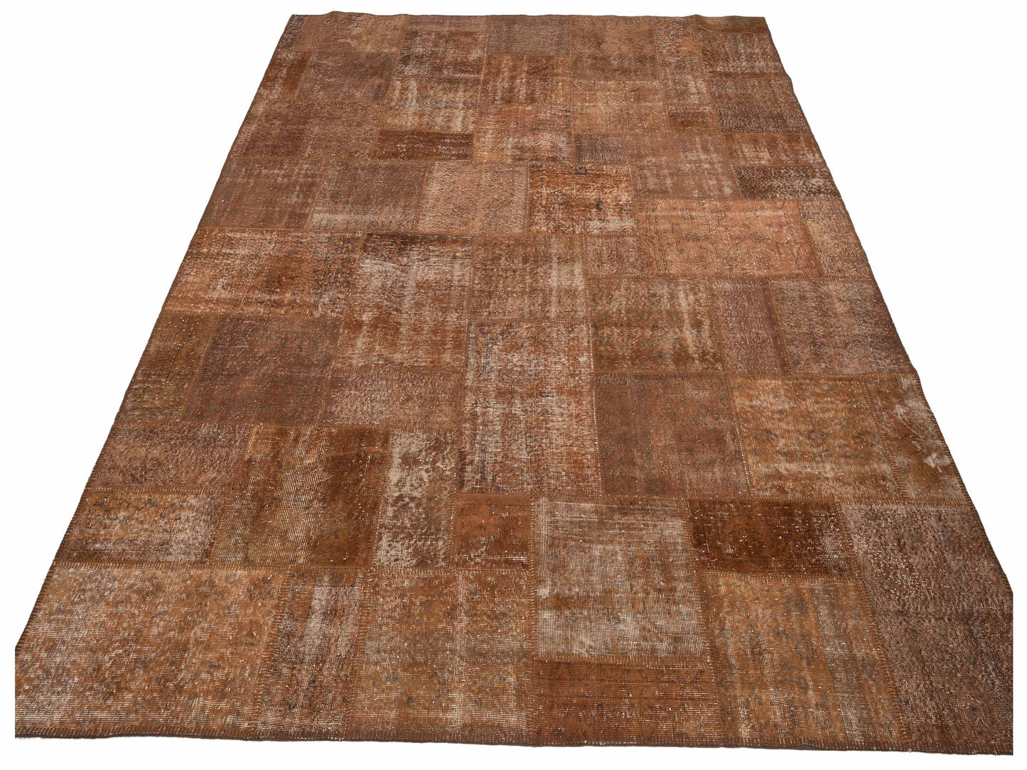 Turkish Vestige Patchwork 130987 Brown 9.10x13.1 Hand Knotted Rug