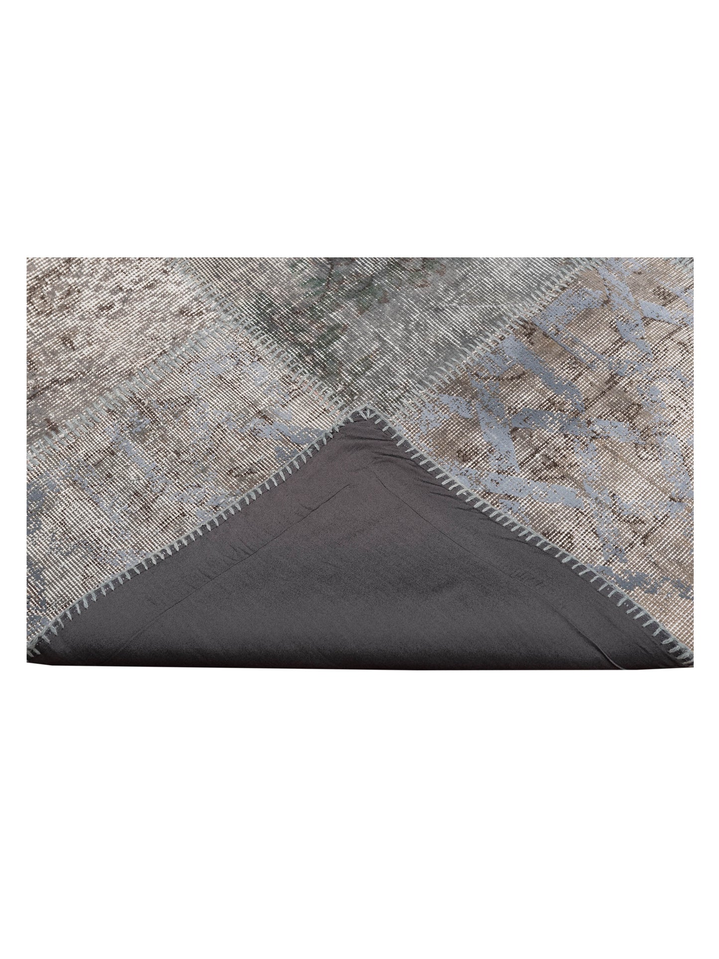 Turkish Vestige Patchwork 130991 Gray 9.10x13.2 Hand Knotted Rug