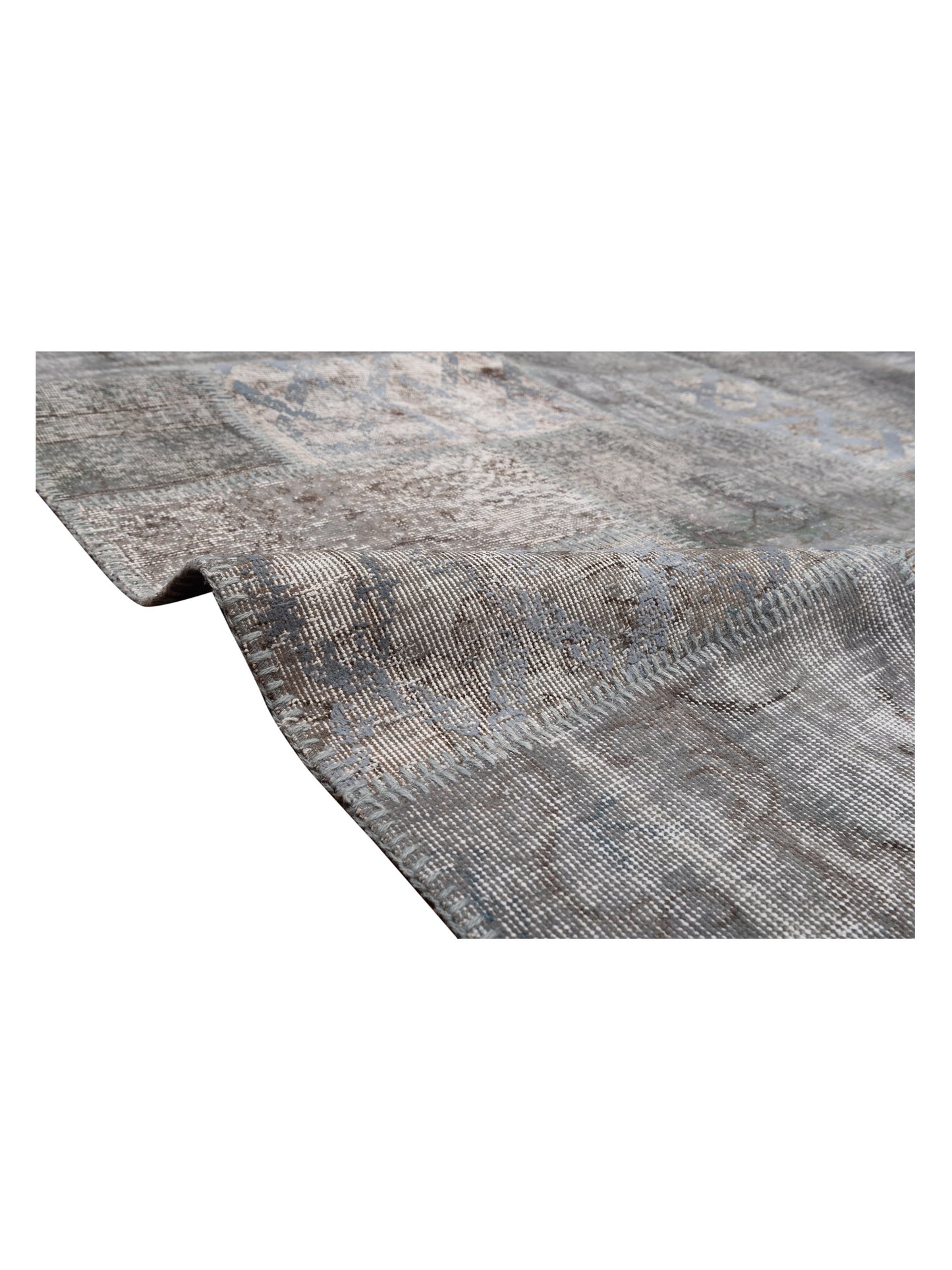 Turkish Vestige Patchwork 130991 Gray 9.10x13.2 Hand Knotted Rug