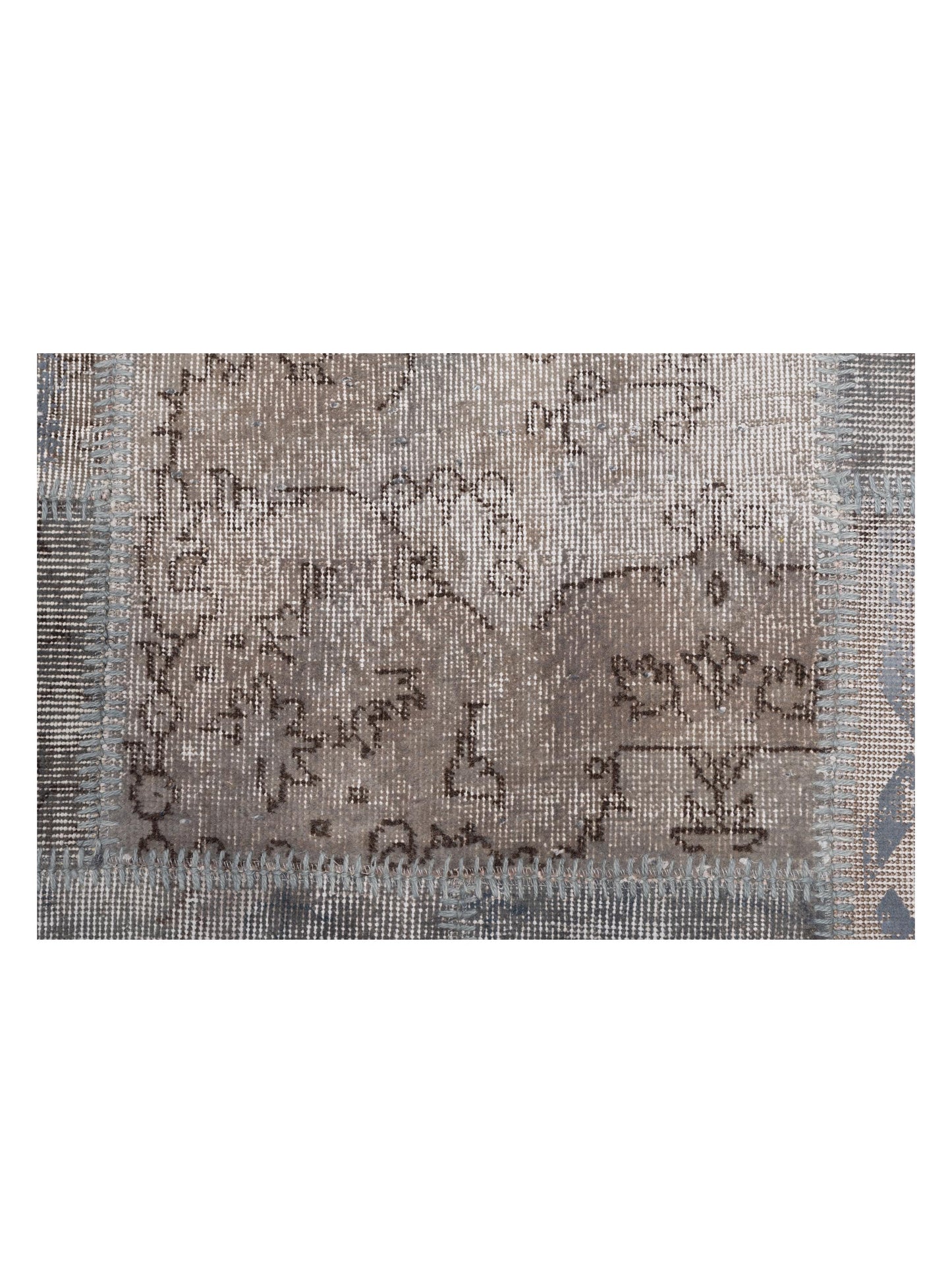 Turkish Vestige Patchwork 130991 Gray 9.10x13.2 Hand Knotted Rug