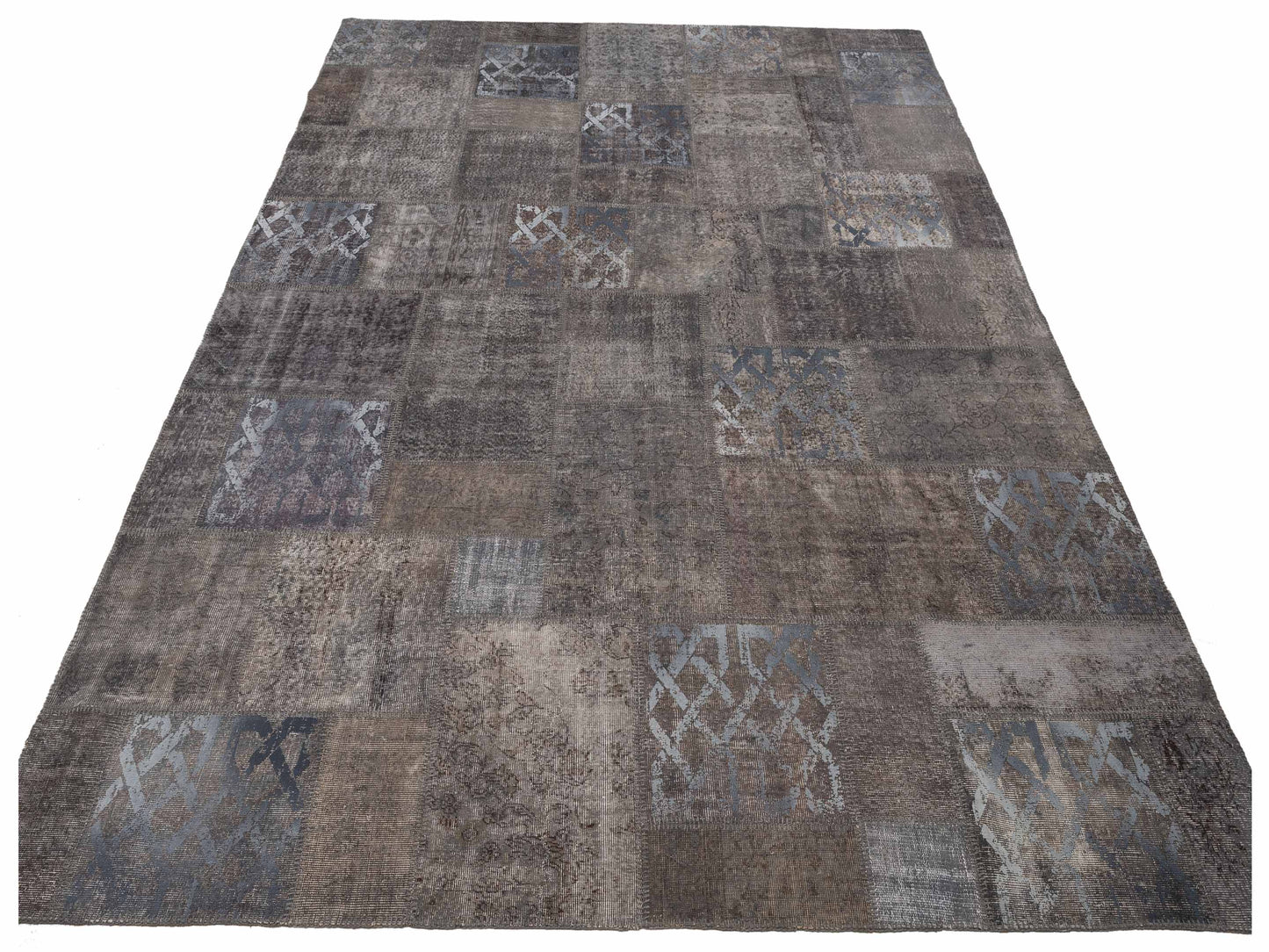 Turkish Vestige Patchwork 130993 Dark Gray 9.10x13.1 Hand Knotted Rug
