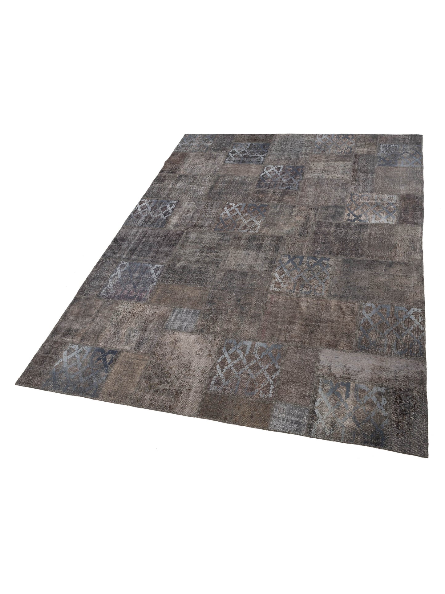 Turkish Vestige Patchwork 130993 Dark Gray 9.10x13.1 Hand Knotted Rug