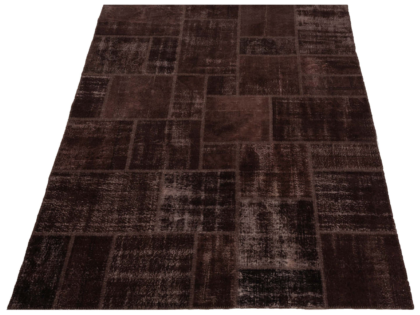 Turkish Vestige Patchwork 131000 Dark Brown 8.10x11.9 Hand Knotted Rug