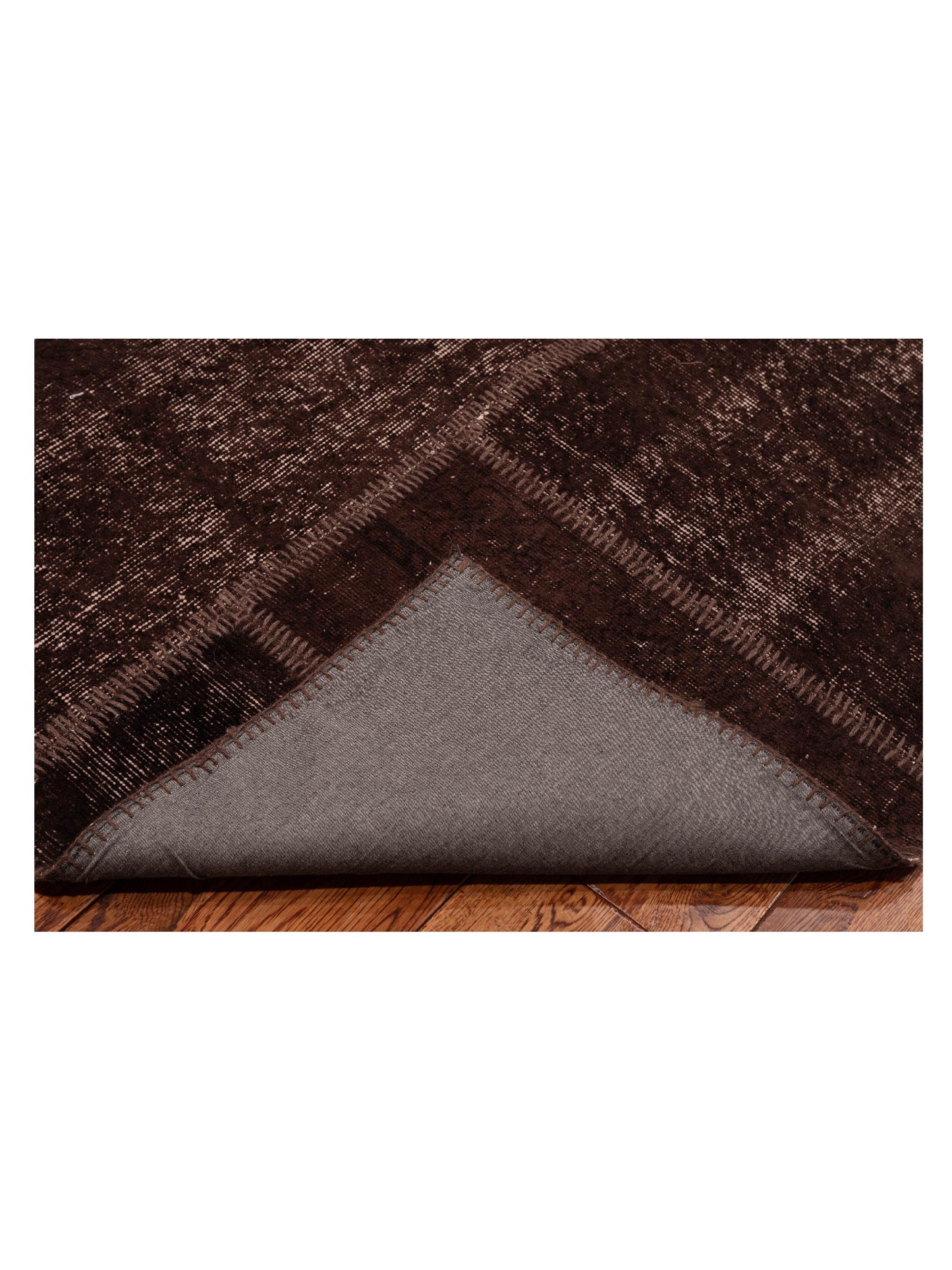 Turkish Vestige Patchwork 131000 Dark Brown 8.10x11.9 Hand Knotted Rug