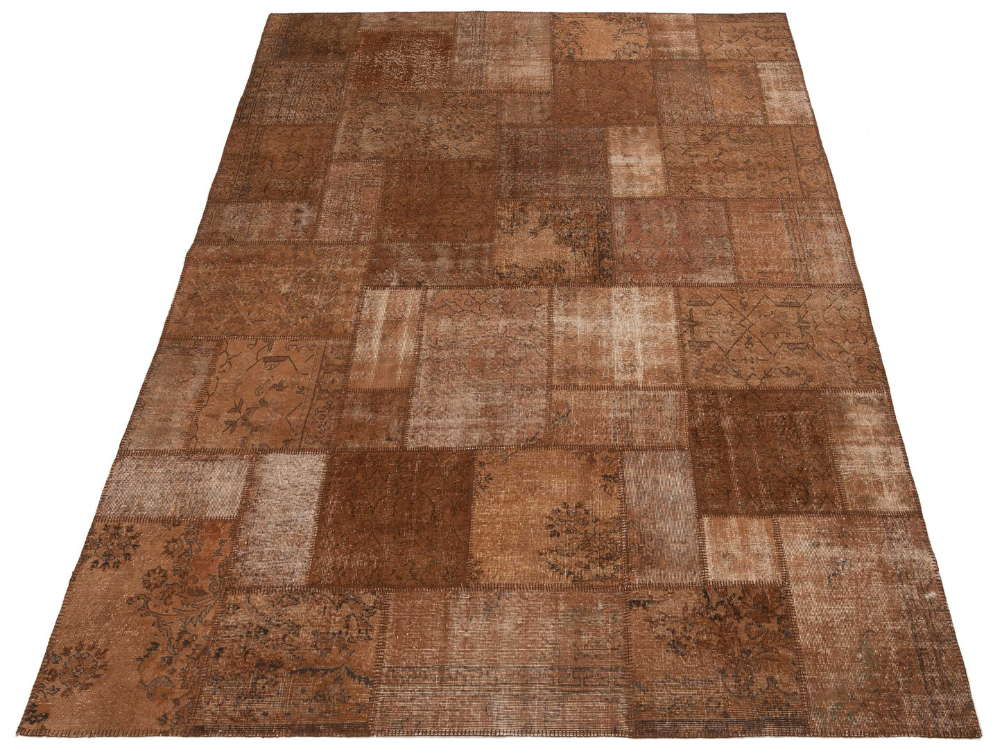 Turkish Vestige Patchwork 131003 Brown 9x12 Hand Knotted Rug