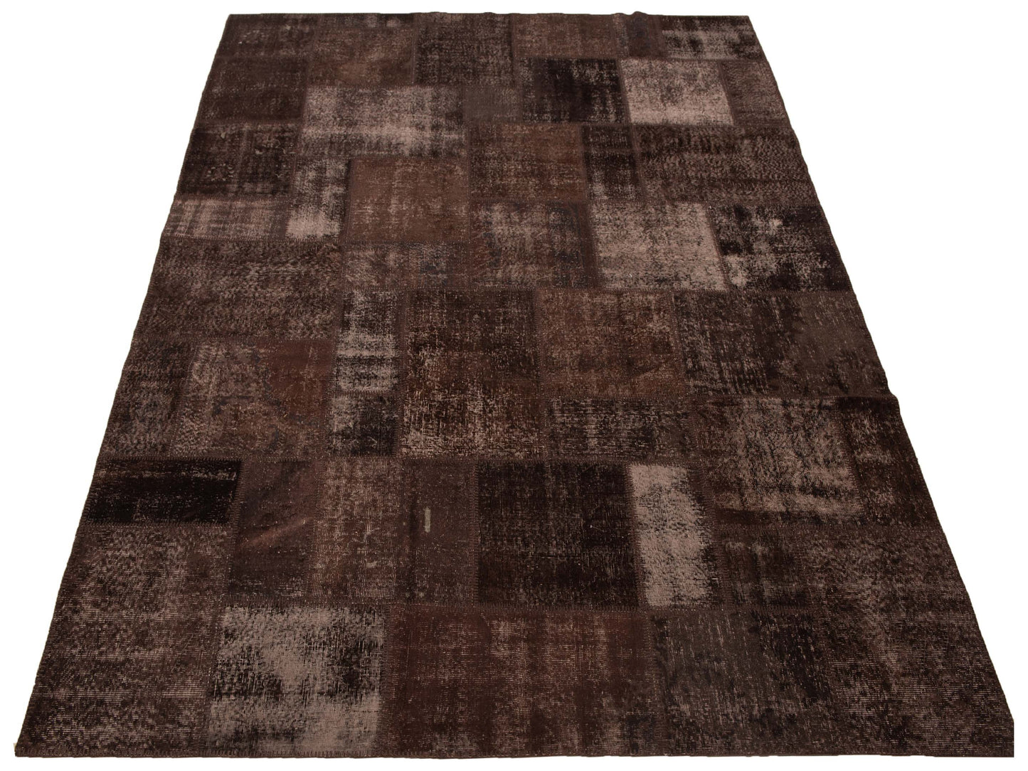 Turkish Vestige Patchwork 131004 Dark Brown 9.1x12 Hand Knotted Rug