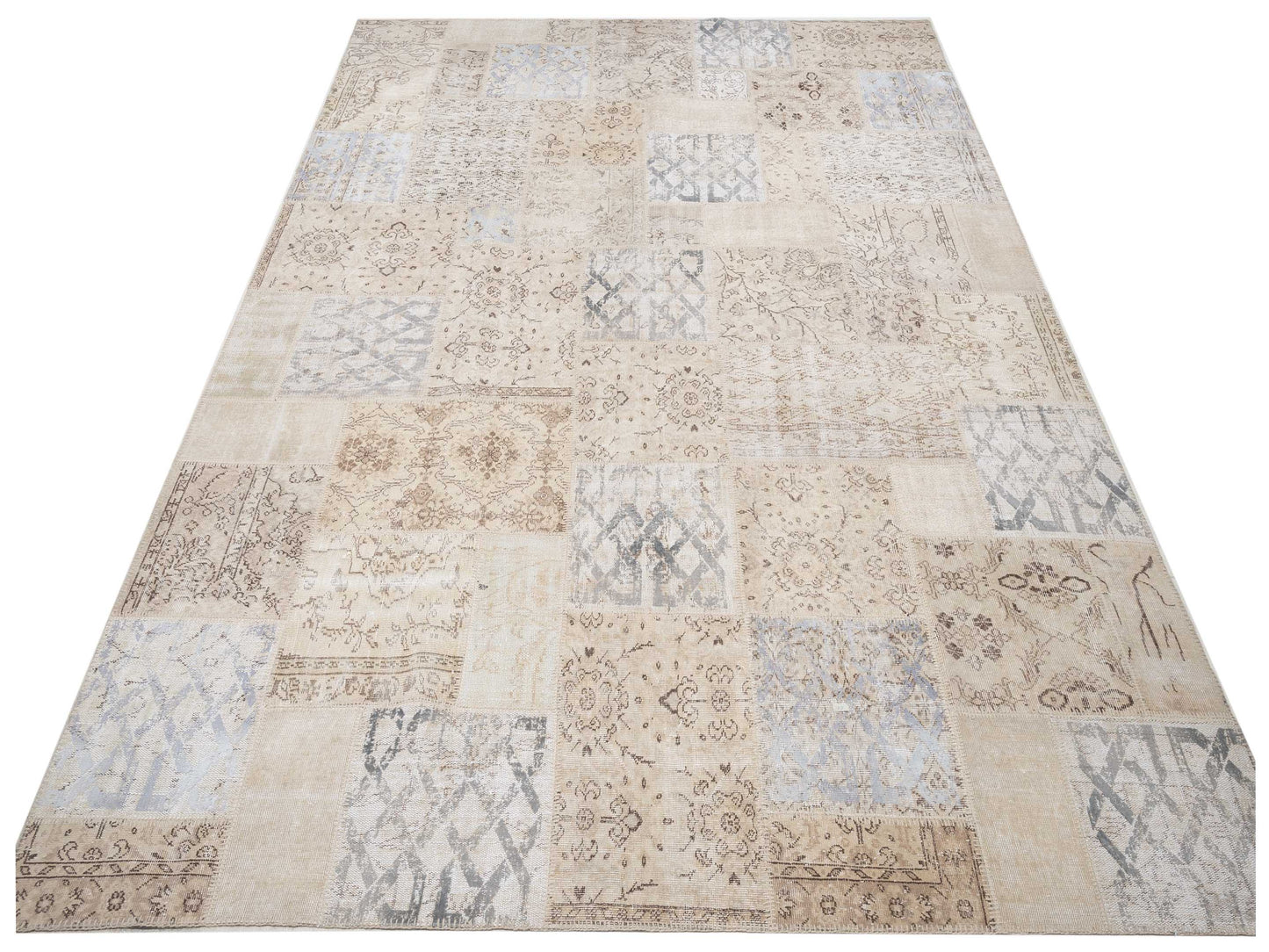 Turkish Vestige Patchwork 131005 Natural 9.10x13.2 Hand Knotted Rug