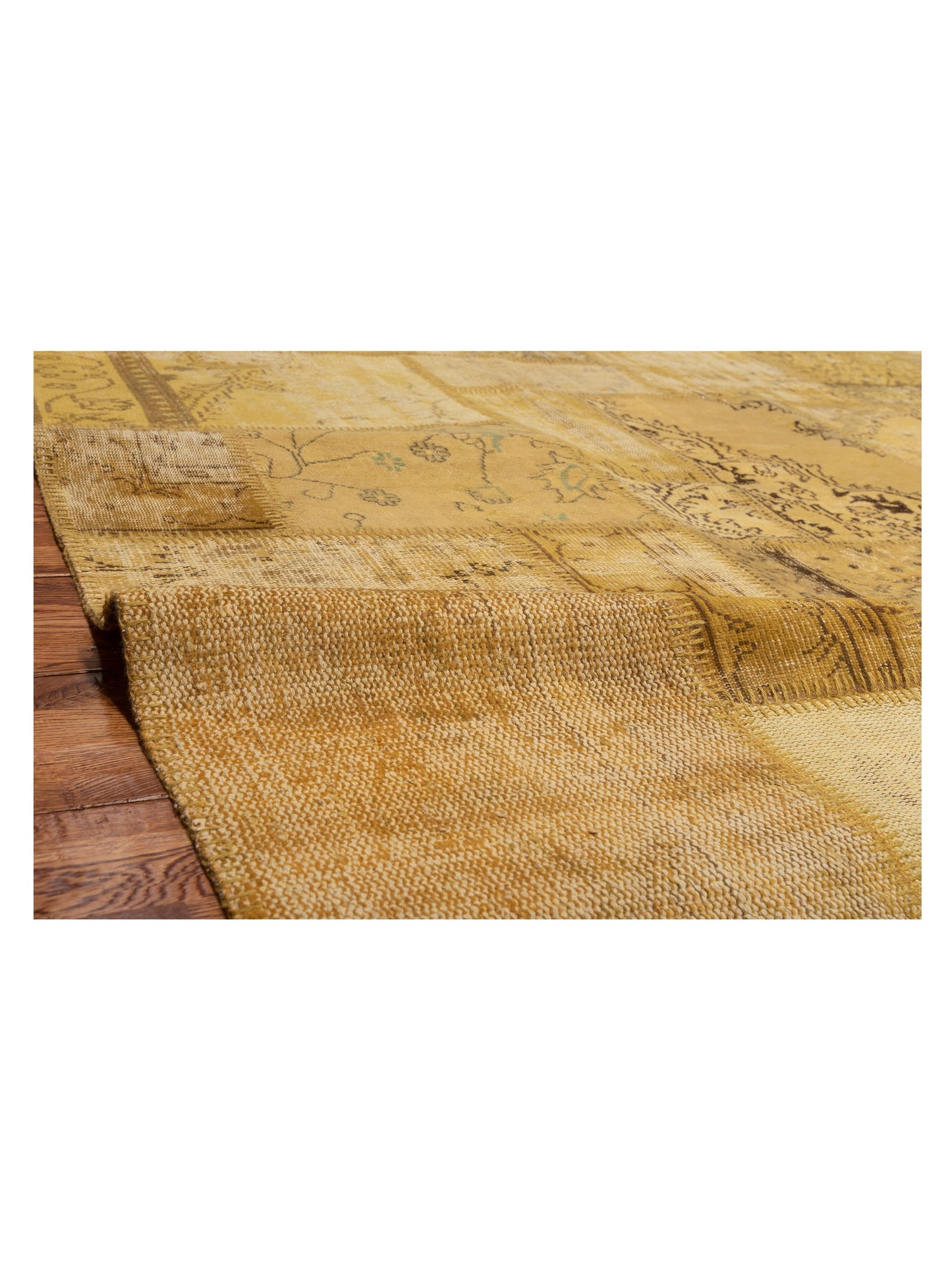 Turkish Vestige Patchwork 131008 Yellow 9x11.11 Hand Knotted Rug