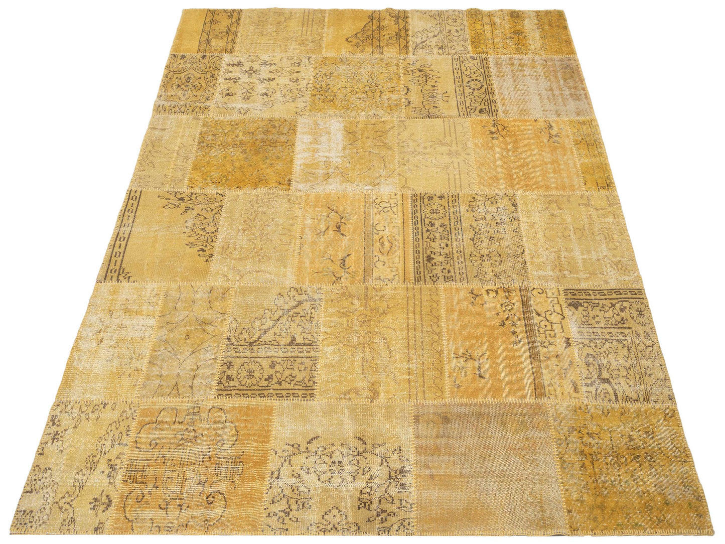 Turkish Vestige Patchwork 131013 Yellow 8x10 Hand Knotted Rug