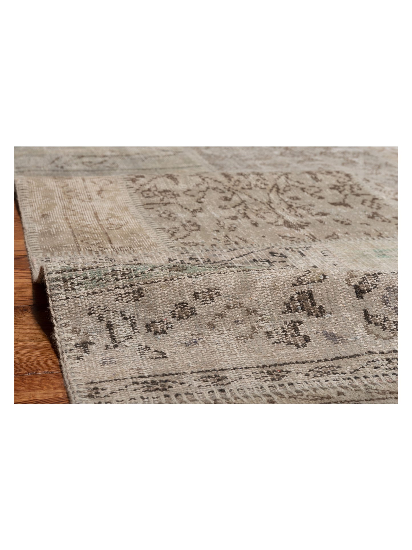 Turkish Vestige Patchwork 131017 Light Gray 8x9.11 Hand Knotted Rug