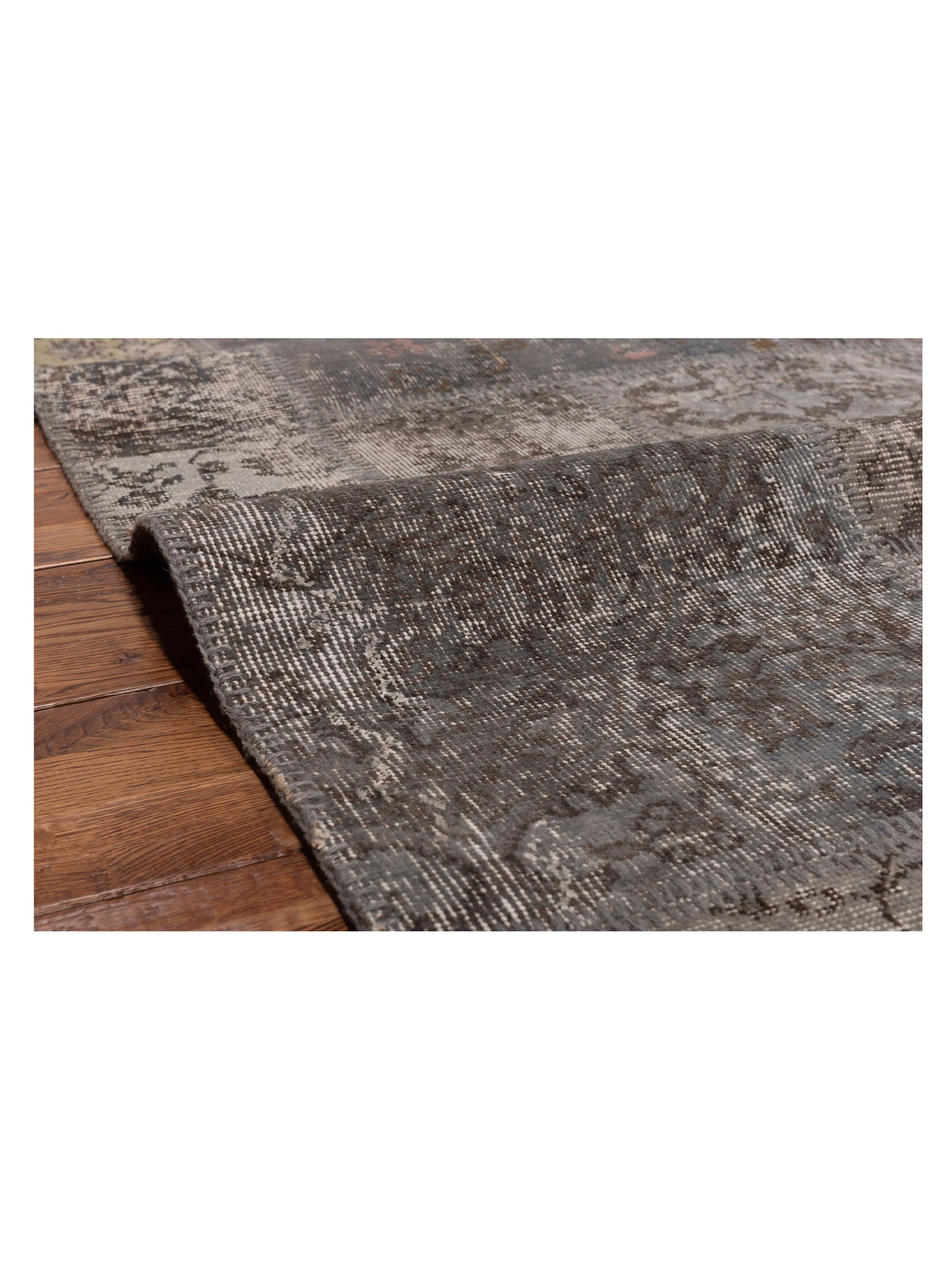 Turkish Vestige Patchwork 131025 Gray 3x5 Hand Knotted Rug