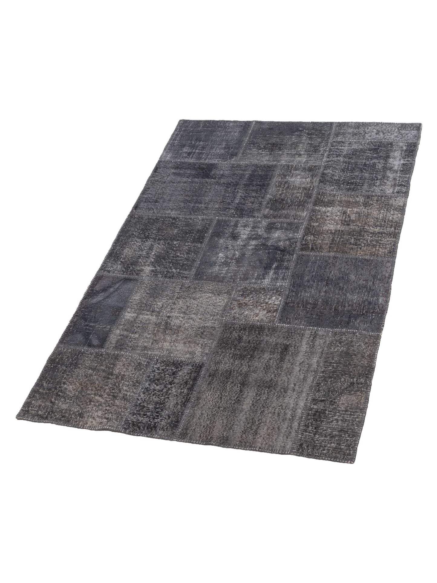 Turkish Vestige Patchwork 131029 Dark Gray Dark Gray 4.11x8 Hand Knotted Rug