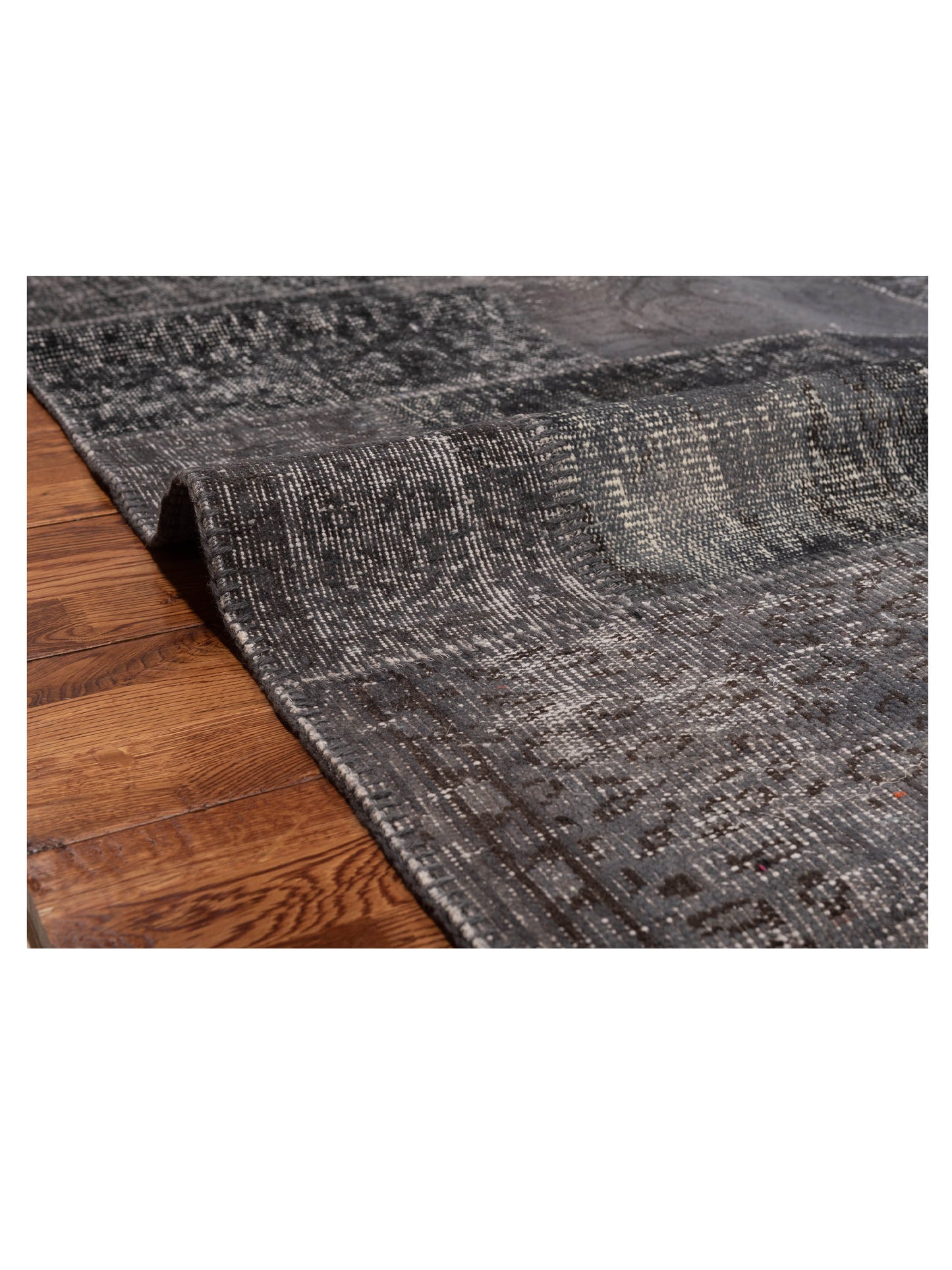 Turkish Vestige Patchwork 131034 Charcoal 4.11x8 Hand Knotted Rug
