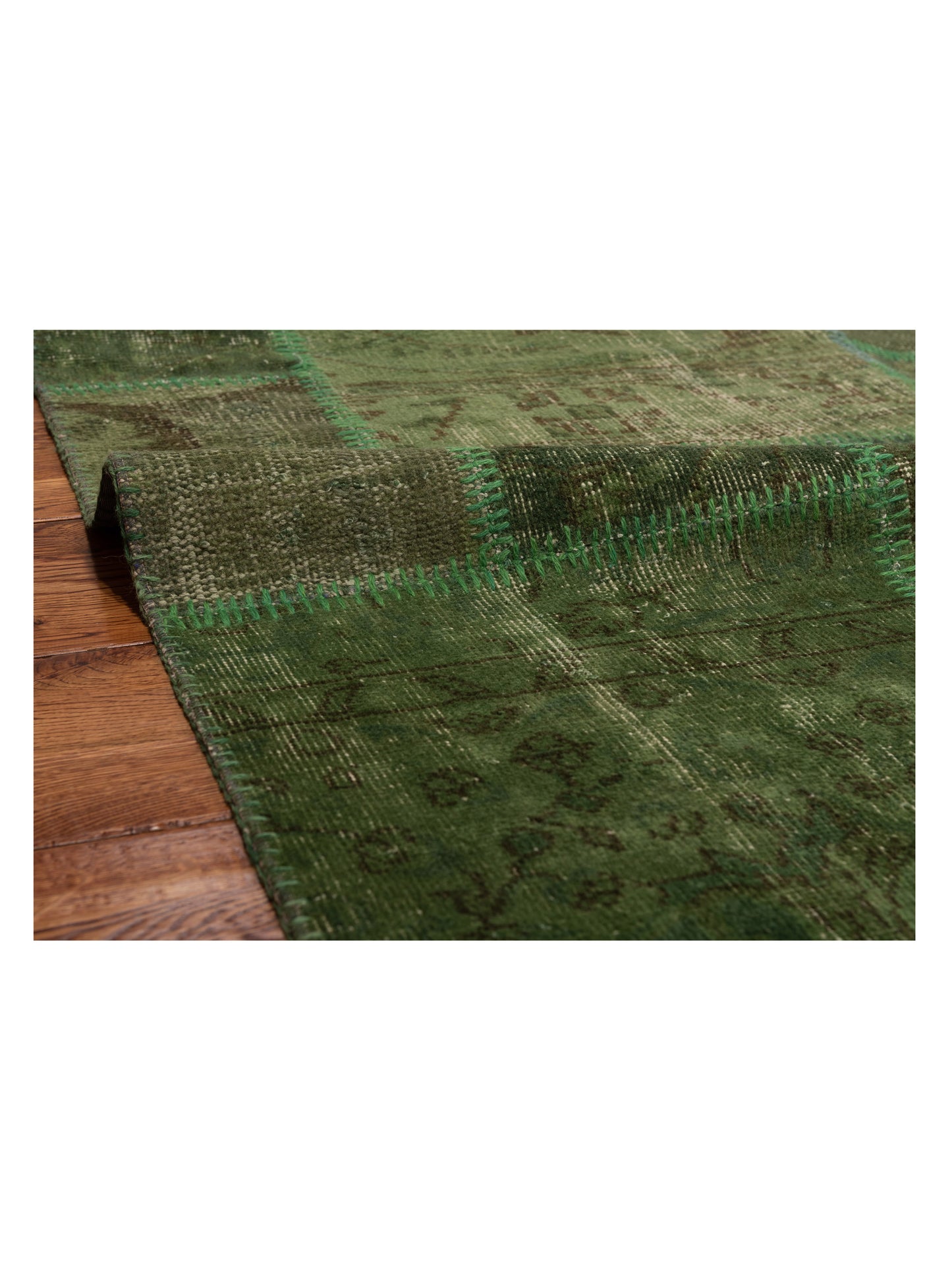 Turkish Vestige Patchwork 131054 Green 3.11x5.11 Hand Knotted Rug