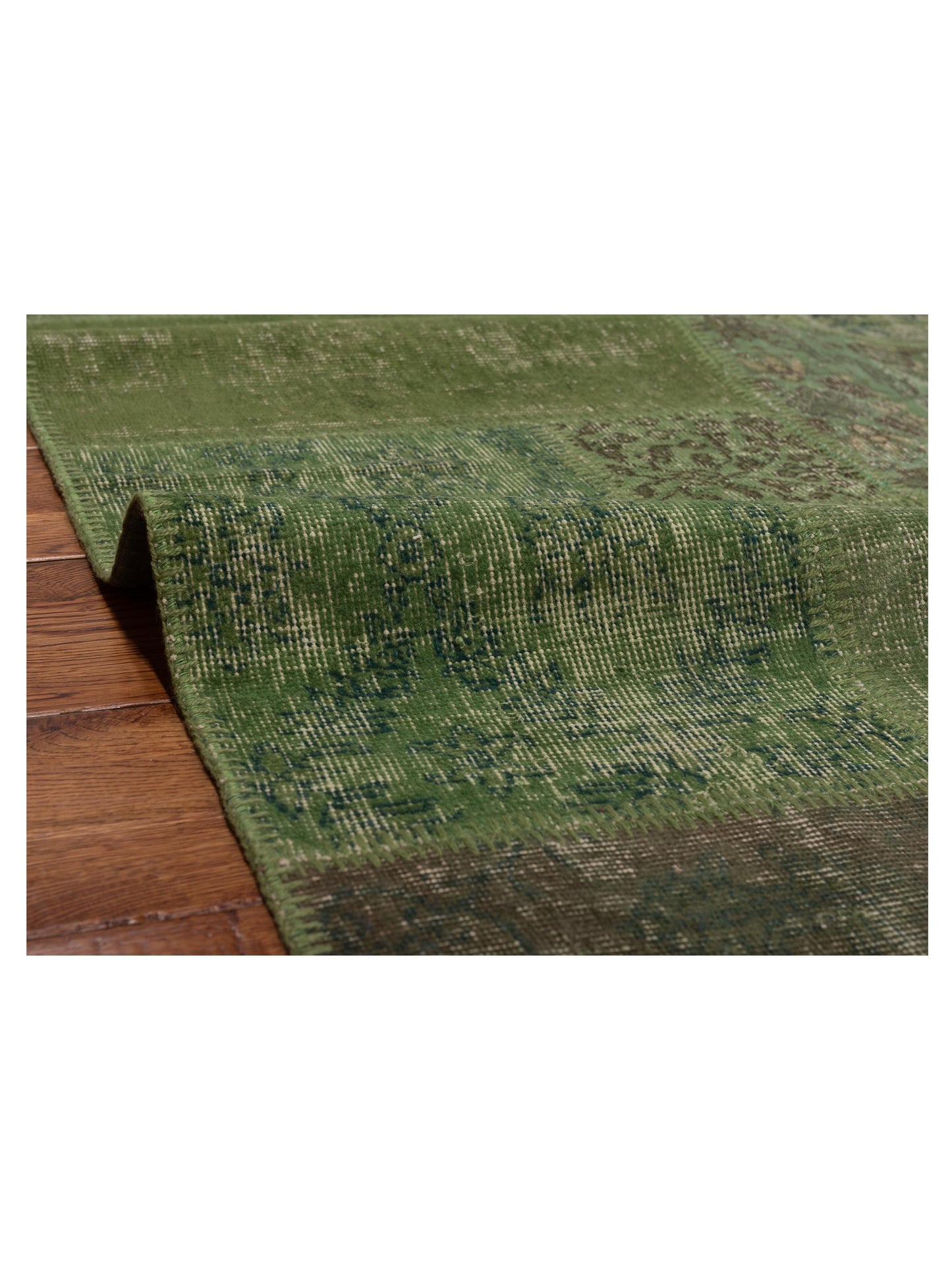 Turkish Vestige Patchwork 131071 Green 3.11x5.11 Hand Knotted Rug