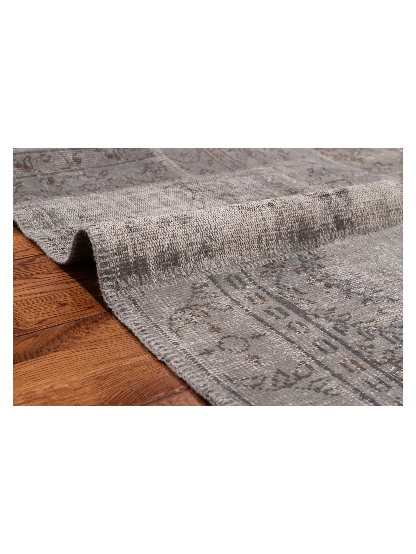 Turkish Vestige Patchwork 131084 Gray 3.11x5.11 Hand Knotted Rug
