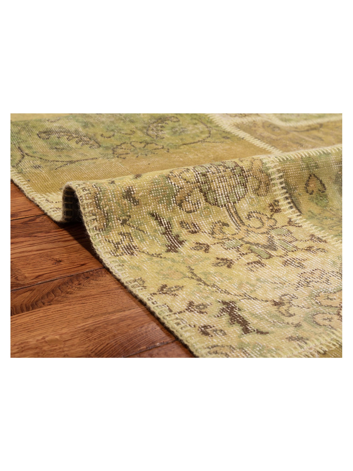 Turkish Vestige Patchwork 131097 Green 4x5.11 Hand Knotted Rug