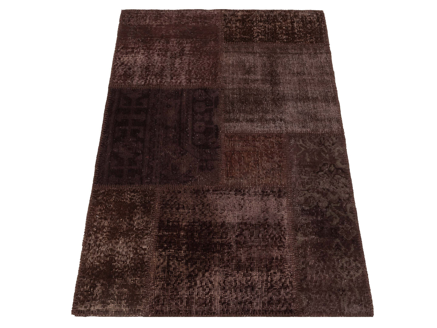 Turkish Vestige Patchwork 131098 Brown 3.4x4.11 Hand Knotted Rug