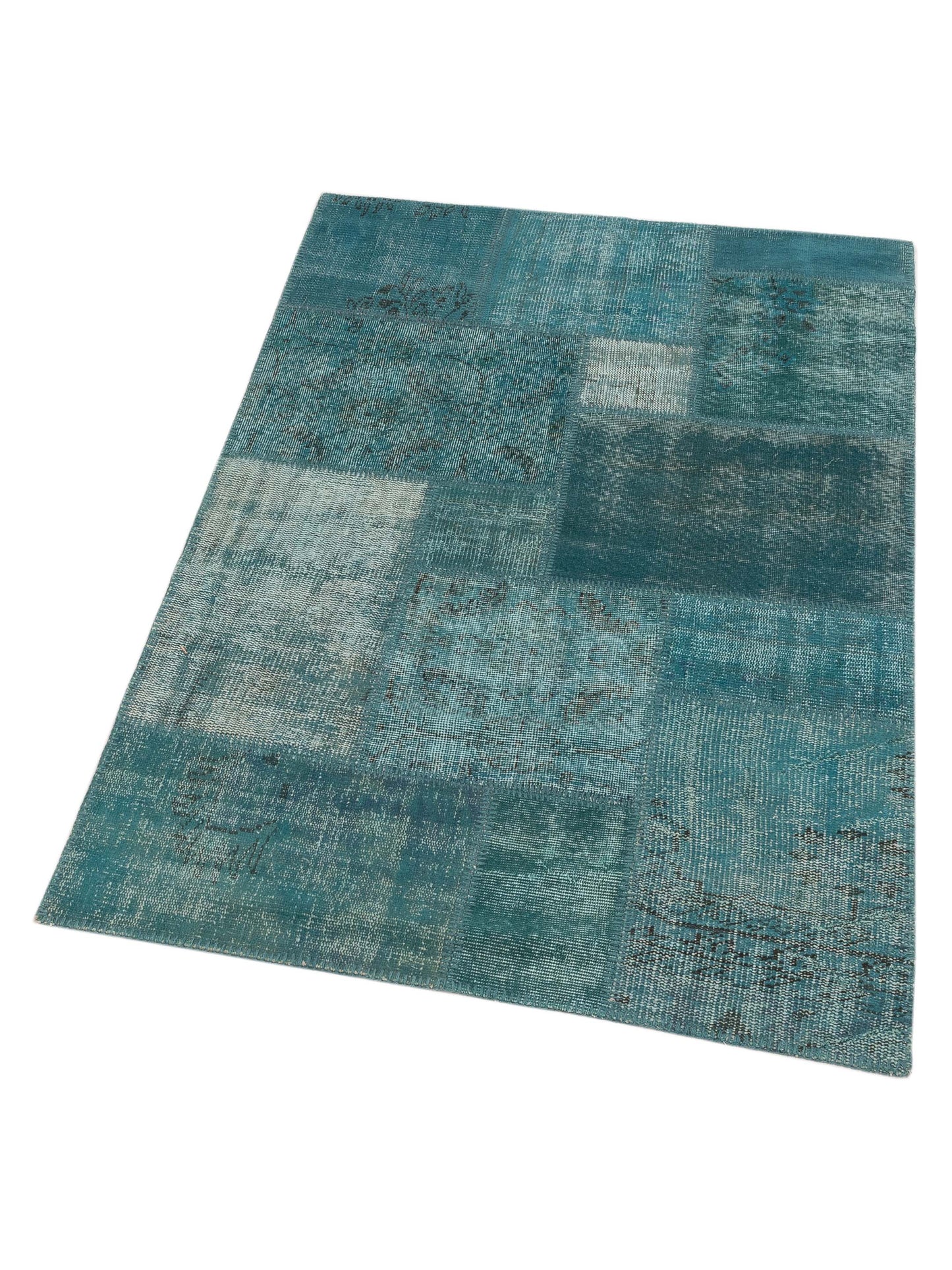 Turkish Vestige Patchwork 131107 Turquoise 3.11x5.11 Hand Knotted Rug