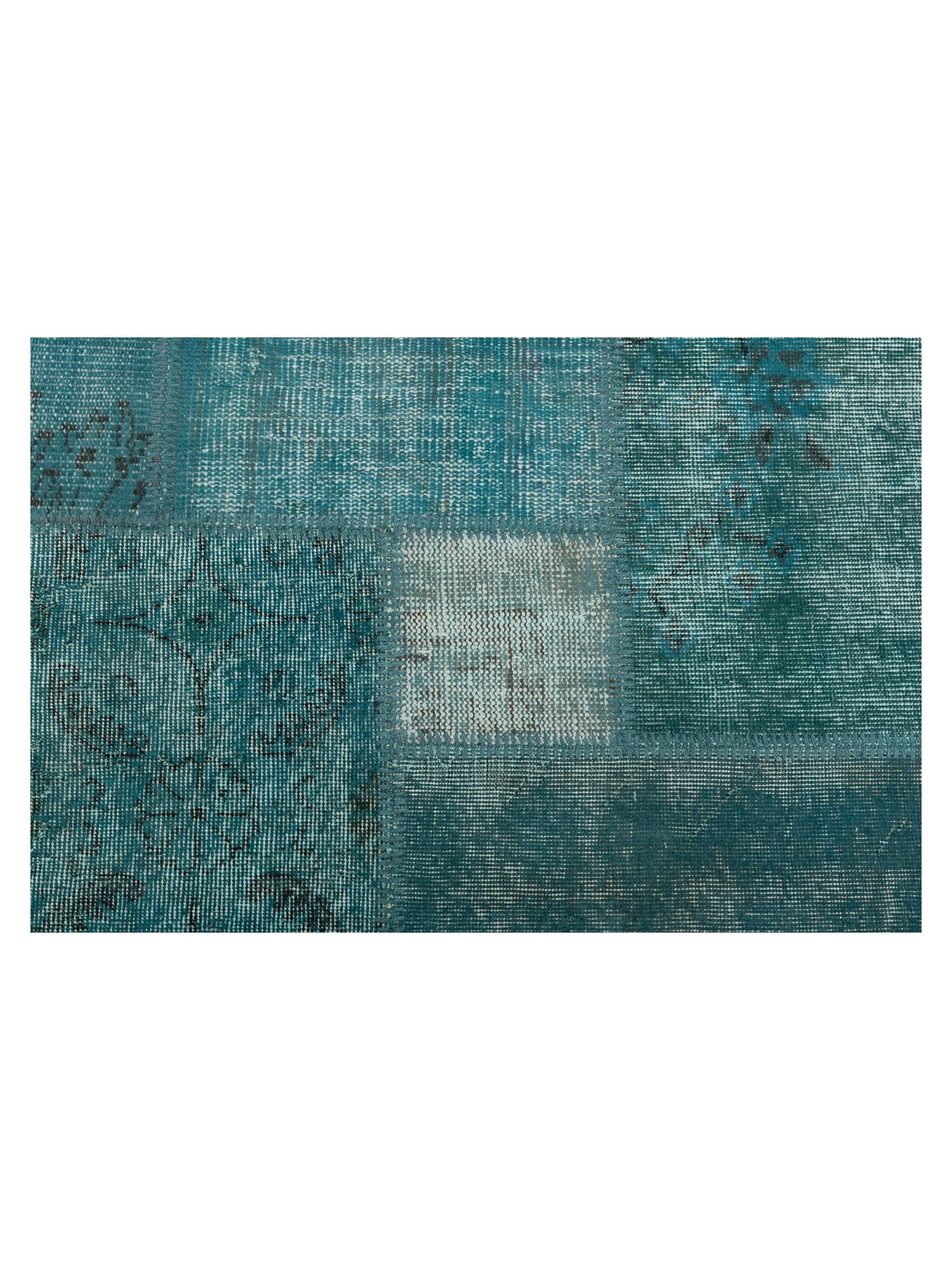 Turkish Vestige Patchwork 131107 Turquoise 3.11x5.11 Hand Knotted Rug