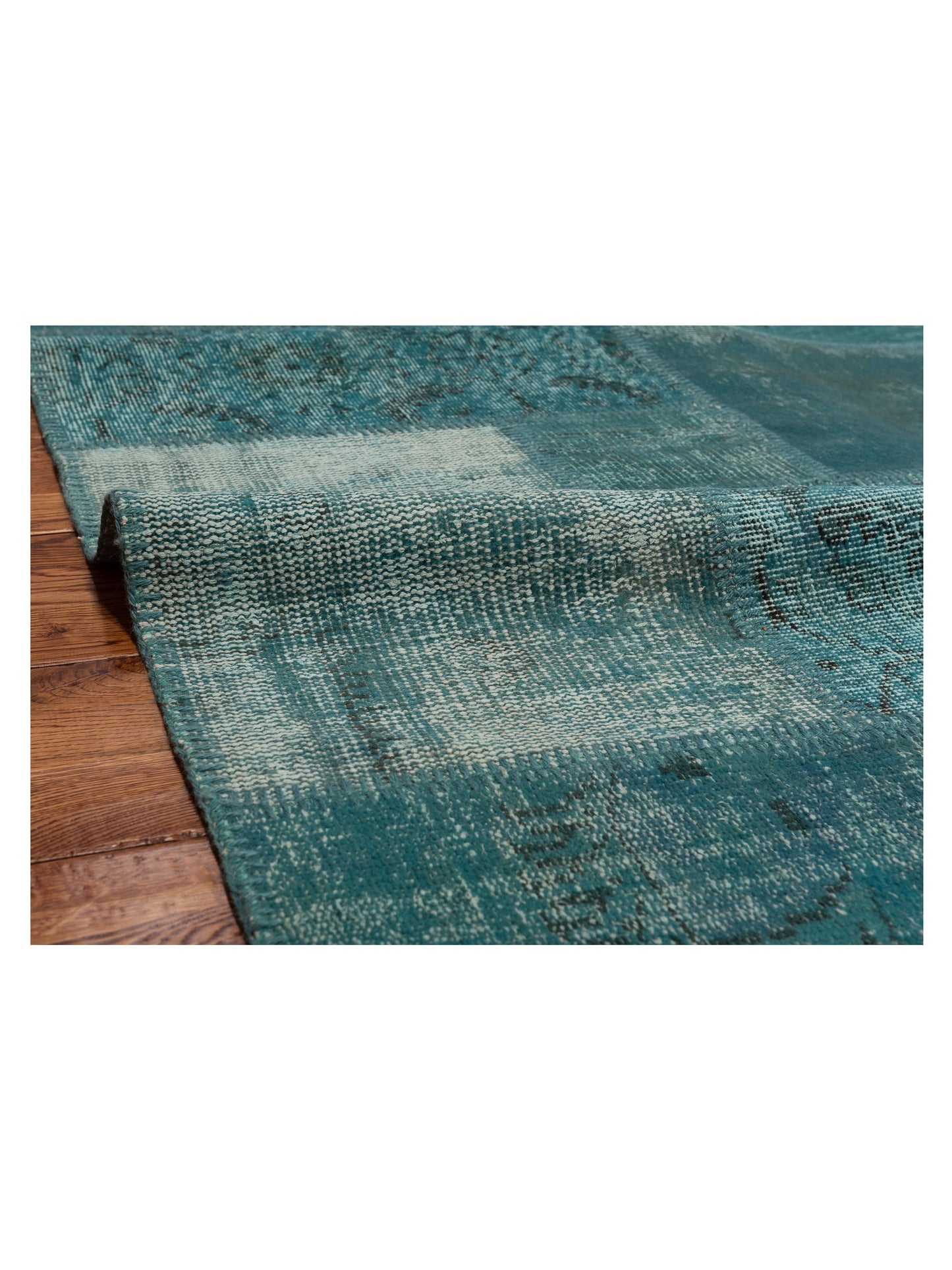 Turkish Vestige Patchwork 131107 Turquoise 3.11x5.11 Hand Knotted Rug